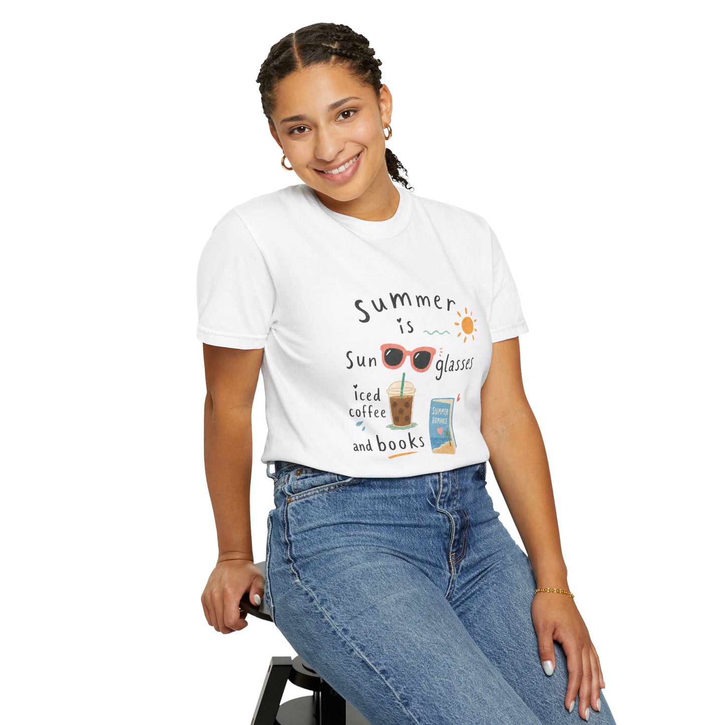 "Summer Is Sunglasses, Iced Coffee & Books" T-Shirt