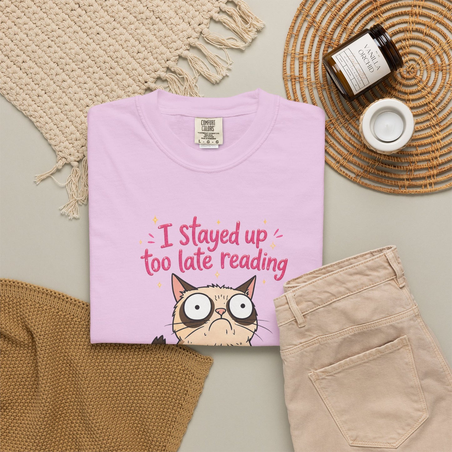 "I Stayed Up Too Late Reading" Cat T-Shirt — Cute Book Lover Graphic Tee