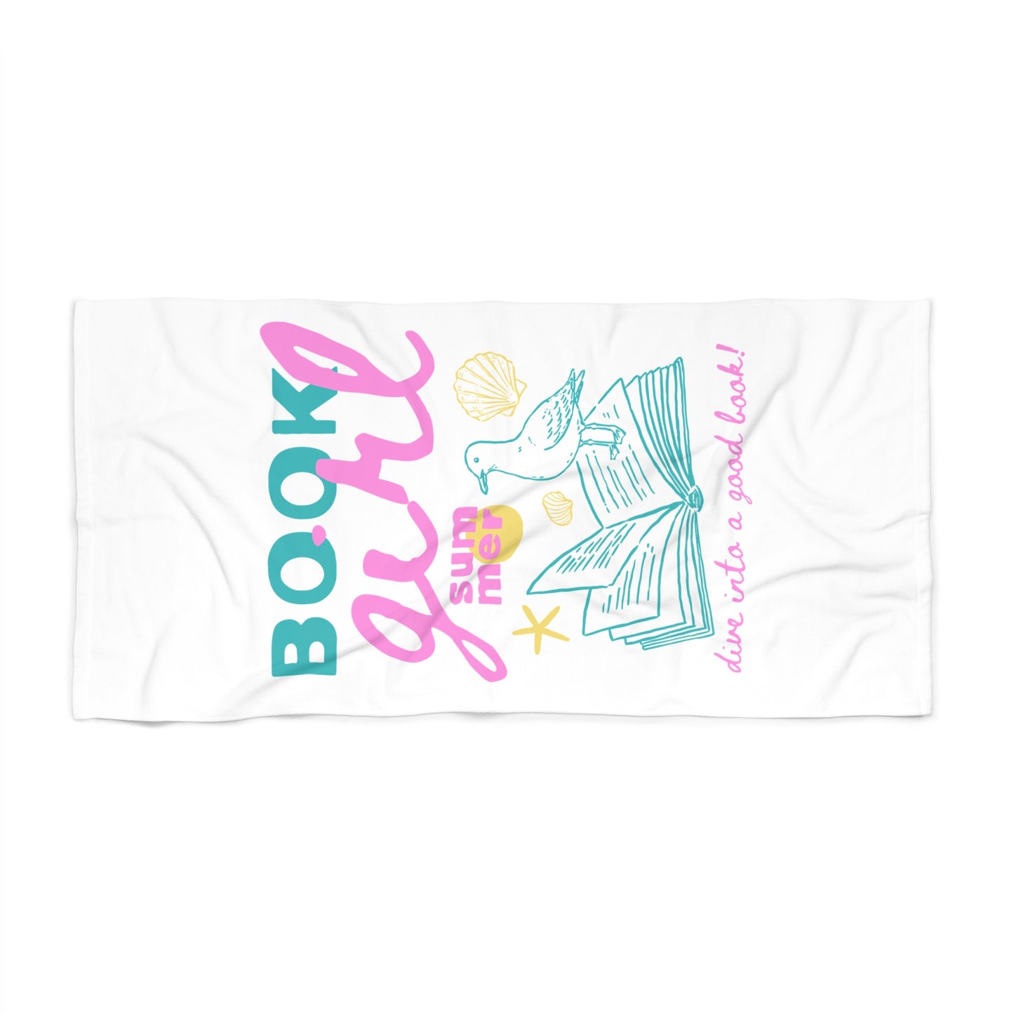Beach Towel — "Book Girl Summer" Illustrated Reading & Seaside Vibes