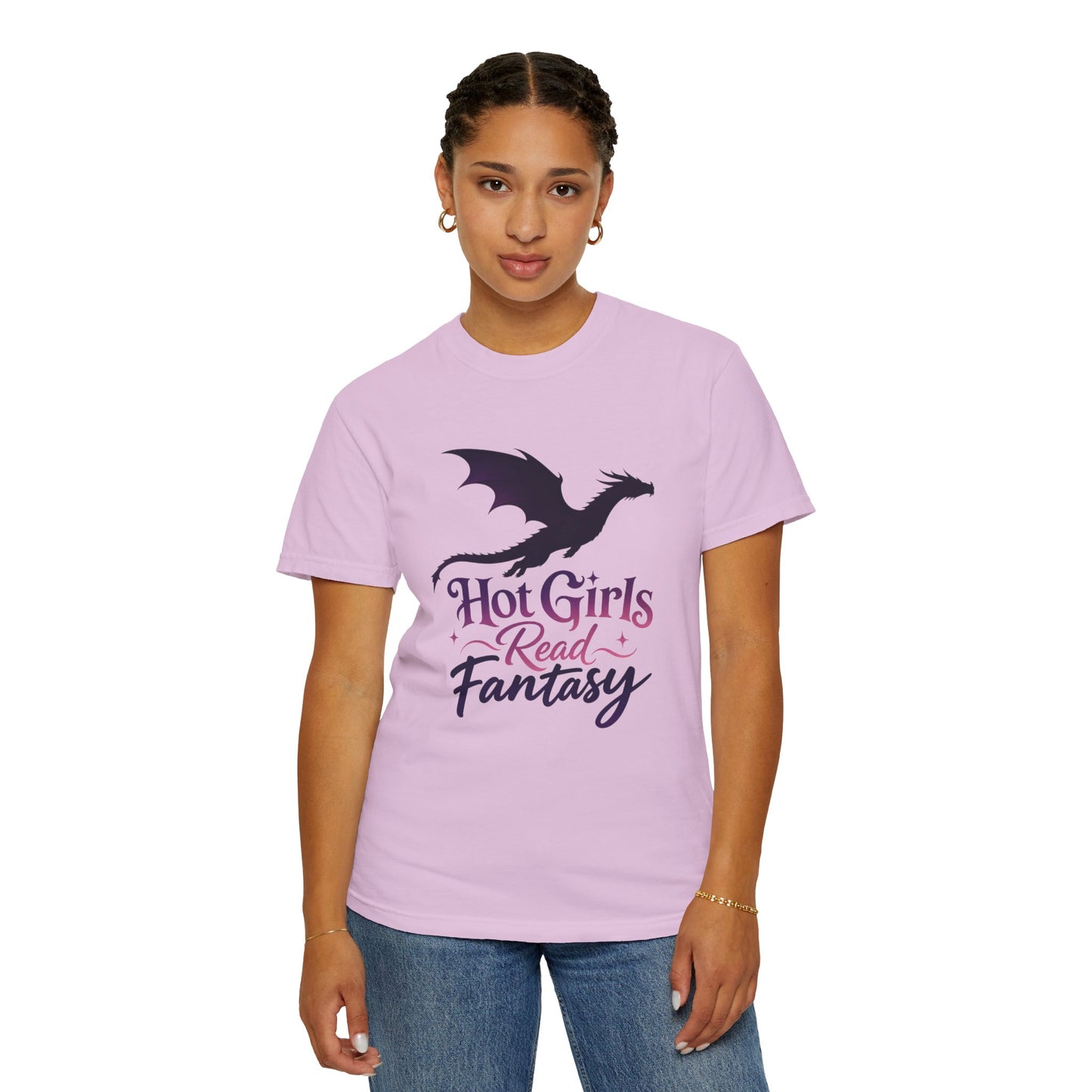 Fantasy Reader T‑Shirt — "Hot Girls Read Fantasy" Dragon Graphic