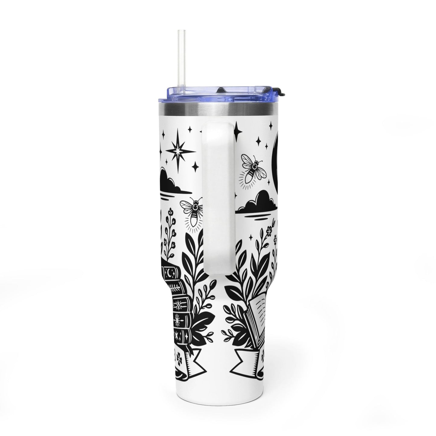 40oz Vacuum Tumbler — "Late Night Reading Club" Lantern & Moon Book Lover Travel Mug