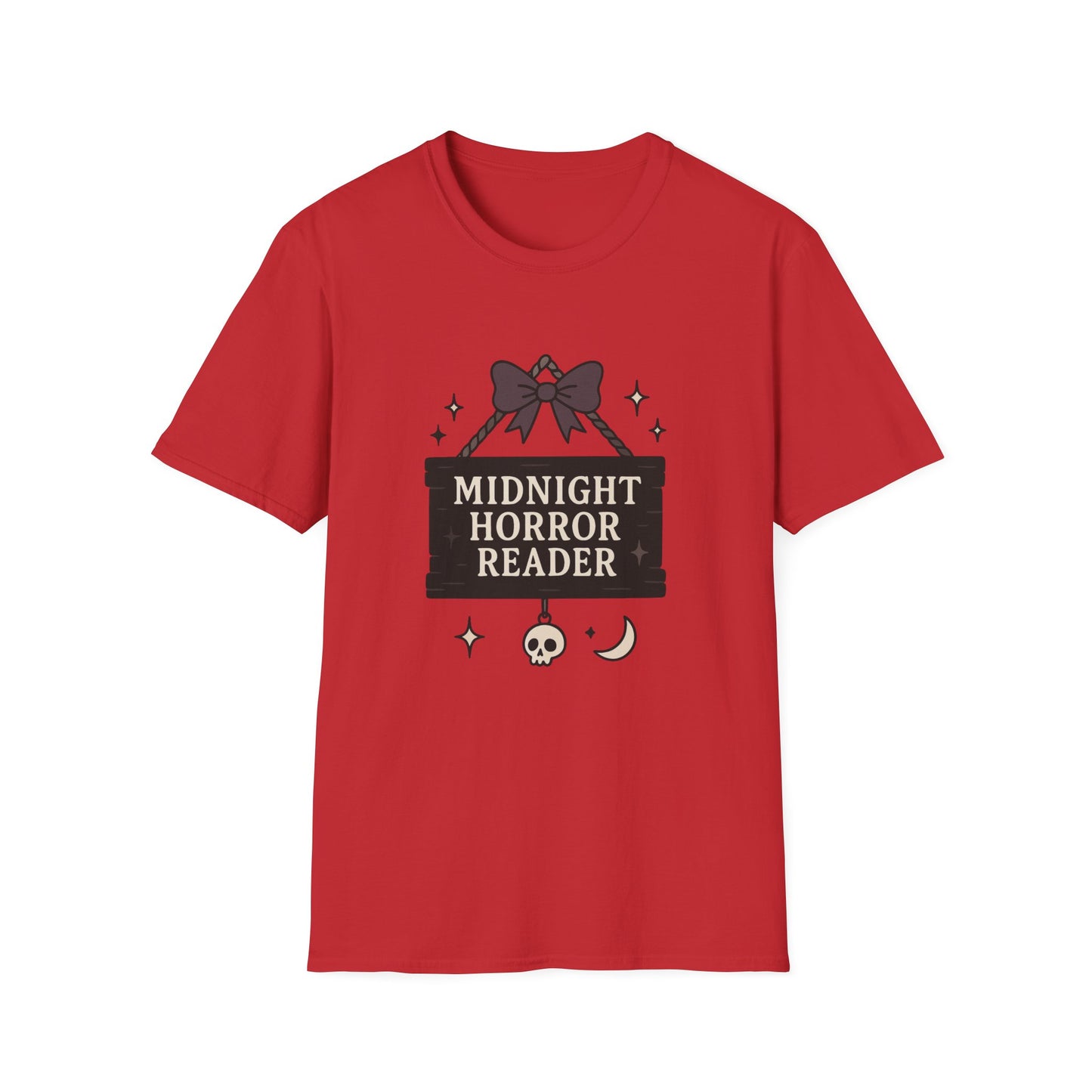 Lightweight Fabric - "Midnight Horror Reader" T-Shirt — Spooky Book Lover Graphic Tee
