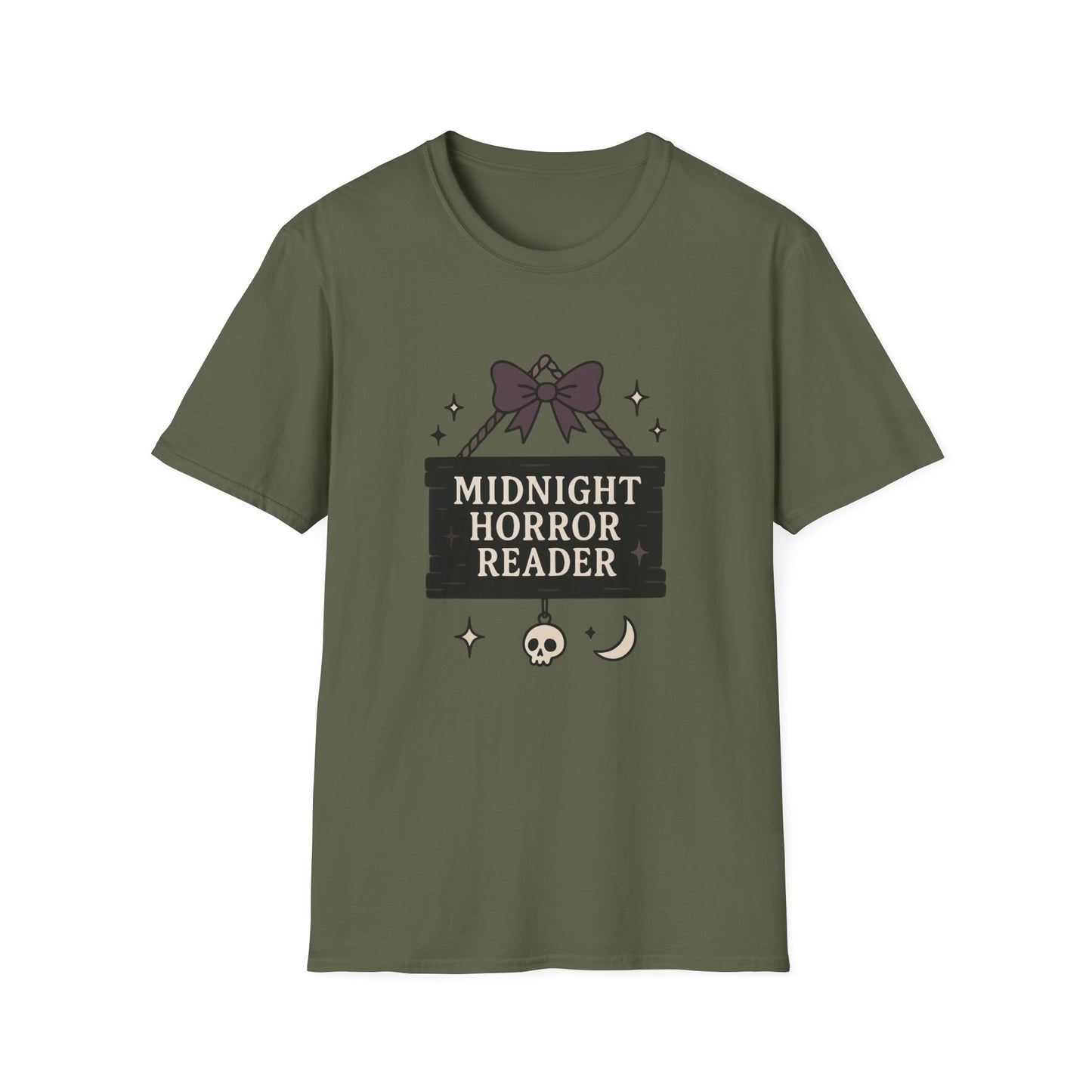 Lightweight Fabric - "Midnight Horror Reader" T-Shirt — Spooky Book Lover Graphic Tee