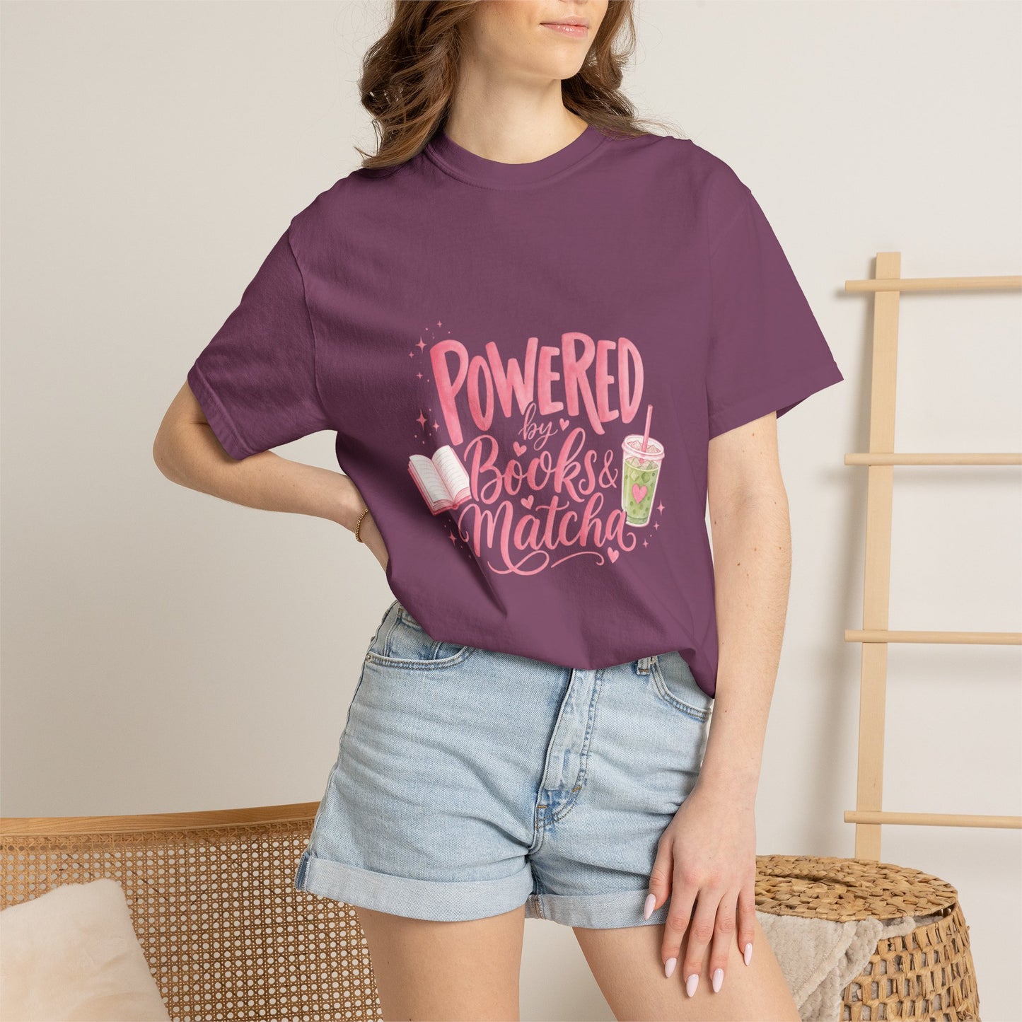 "Powered by Books & Matcha" T-Shirt