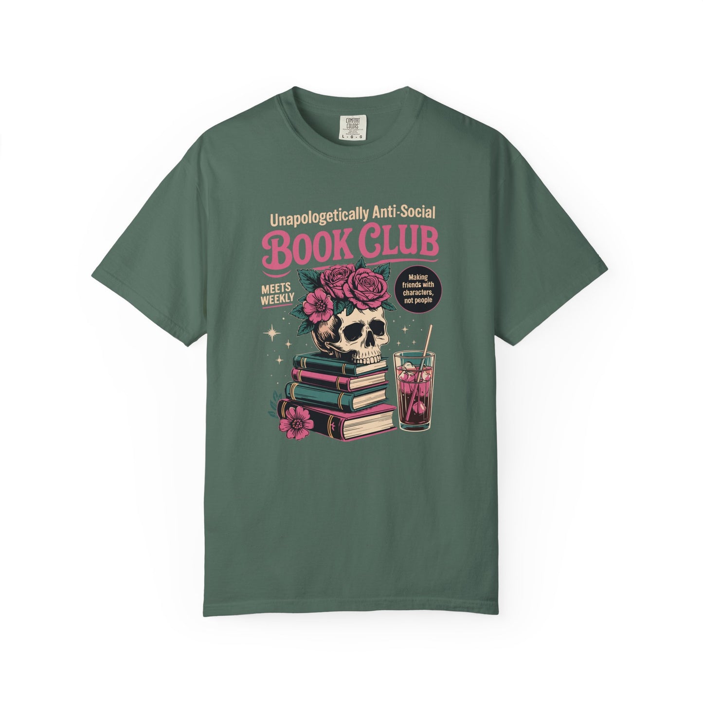 "Unapologetically Anti-Social Book Club" T-Shirt — Skull & Books Graphic Tee for Avid Readers