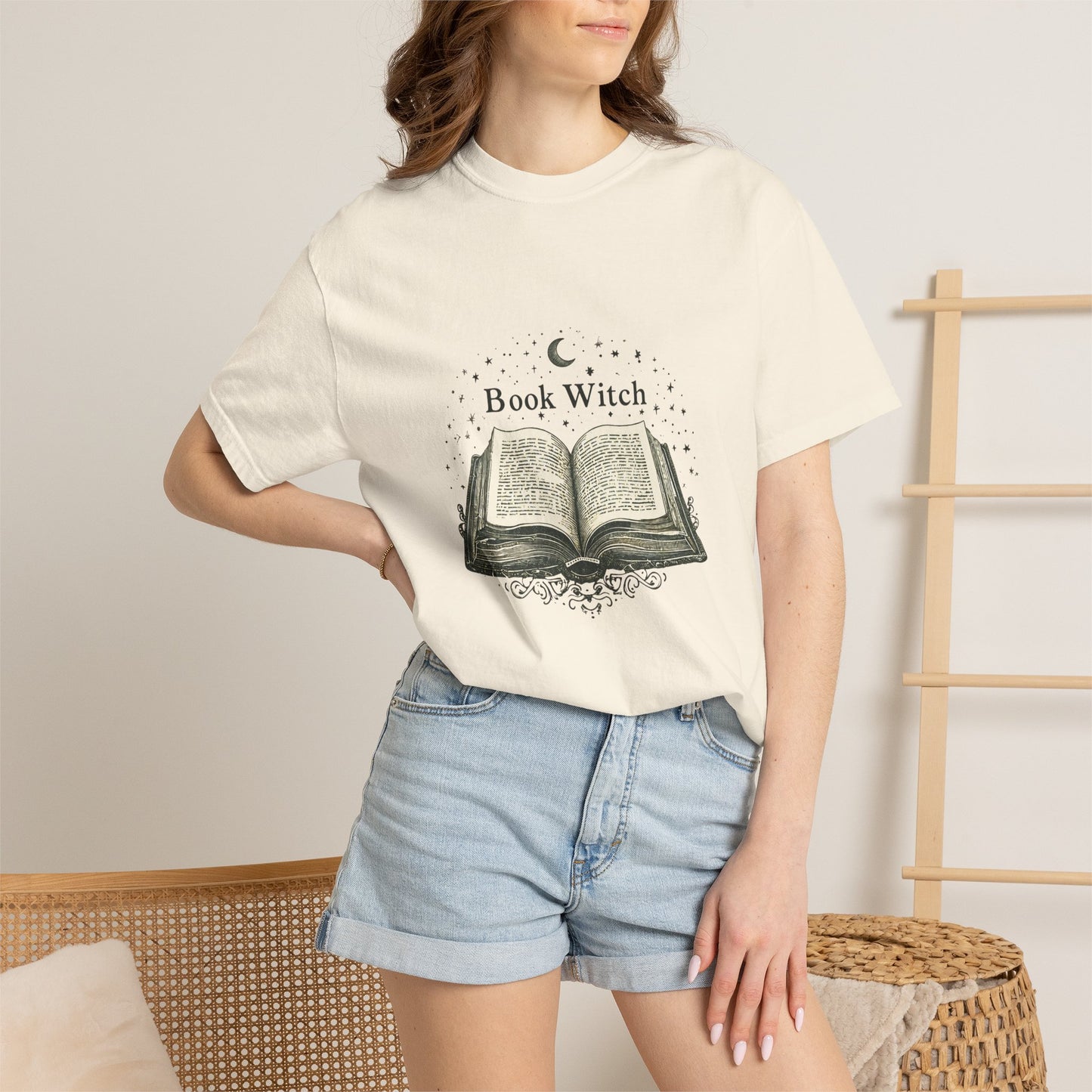 "Book Witch" T-Shirt — Vintage Open Spellbook Design for Readers & Witches