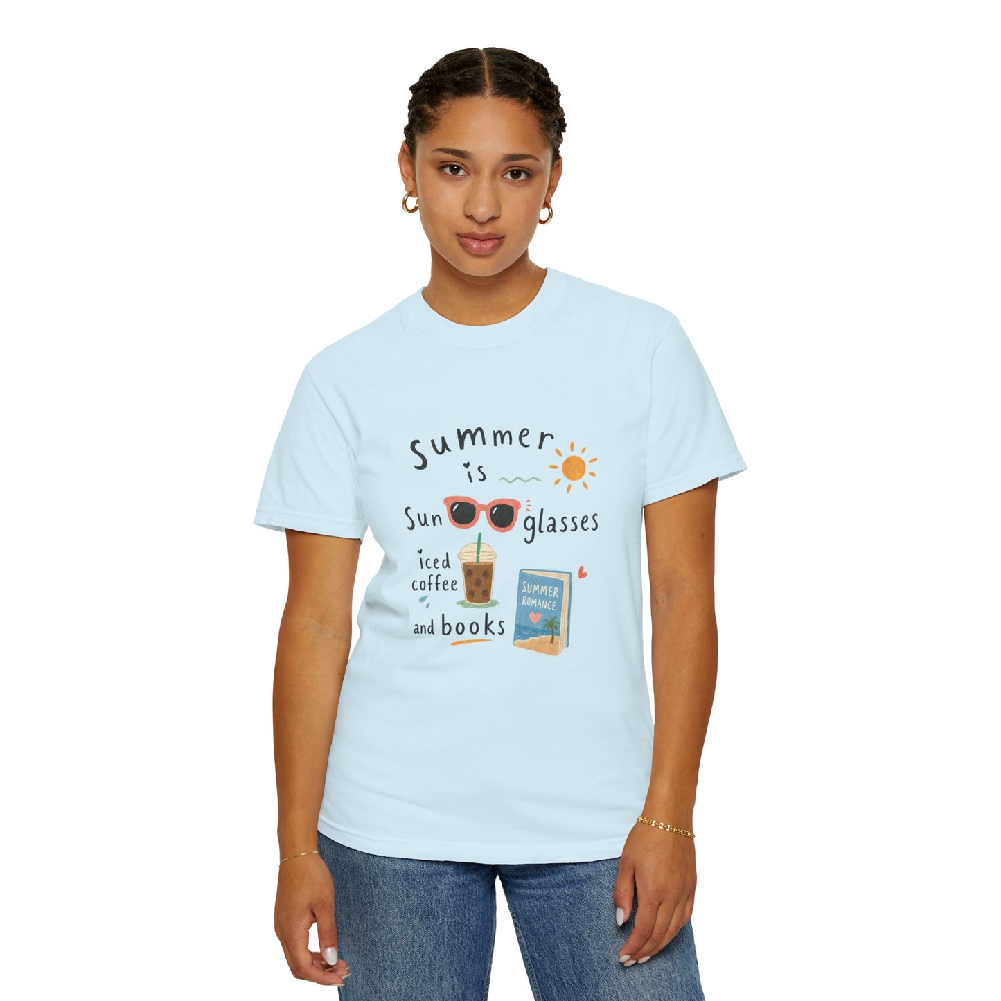 "Summer Is Sunglasses, Iced Coffee & Books" T-Shirt