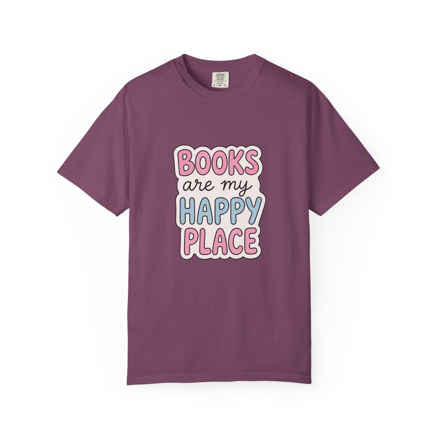 "Books Are My Happy Place" T-Shirt — Cute Pastel Reader Tee