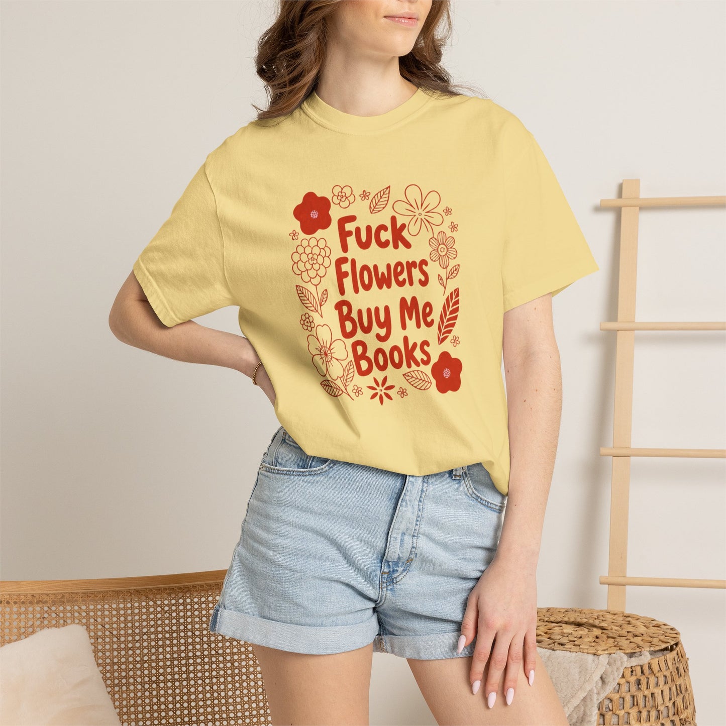 “Fuck Flowers Buy Me Books” Floral Graphic Tee