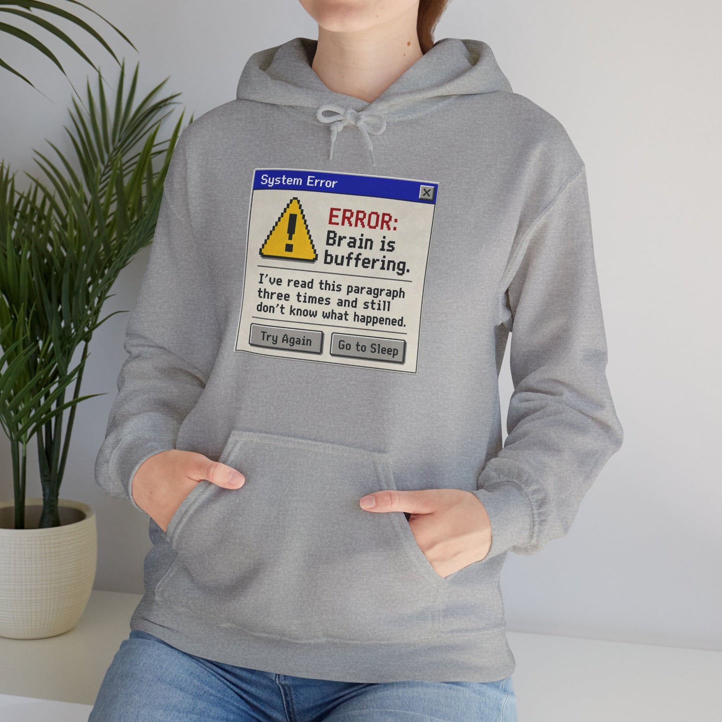 Neurospicy "ERROR: Brain is buffering" Retro Computer Alert Graphic Hoodie