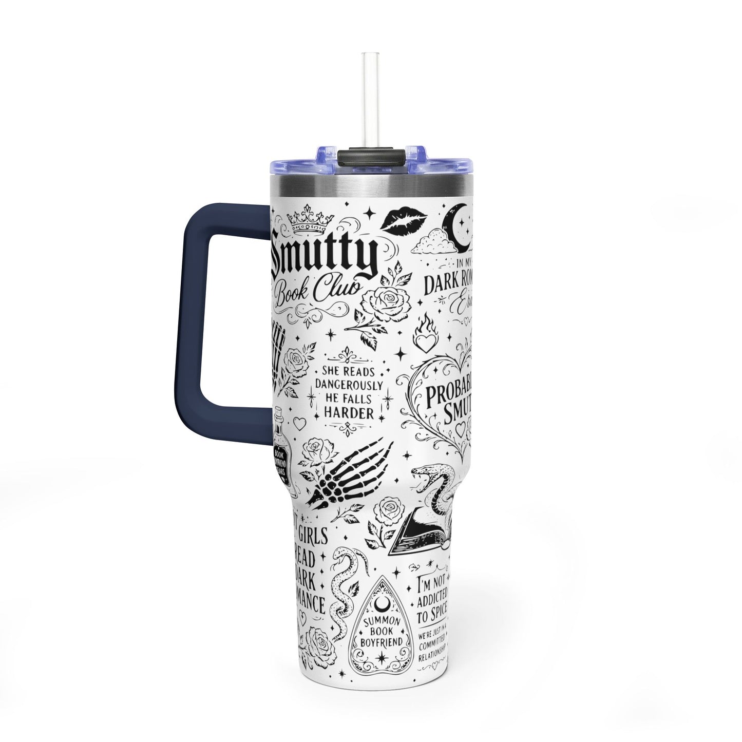 40oz Tumbler — "In My Dark Romance Era (Probably Smut)" Graphic Vacuum Travel Mug