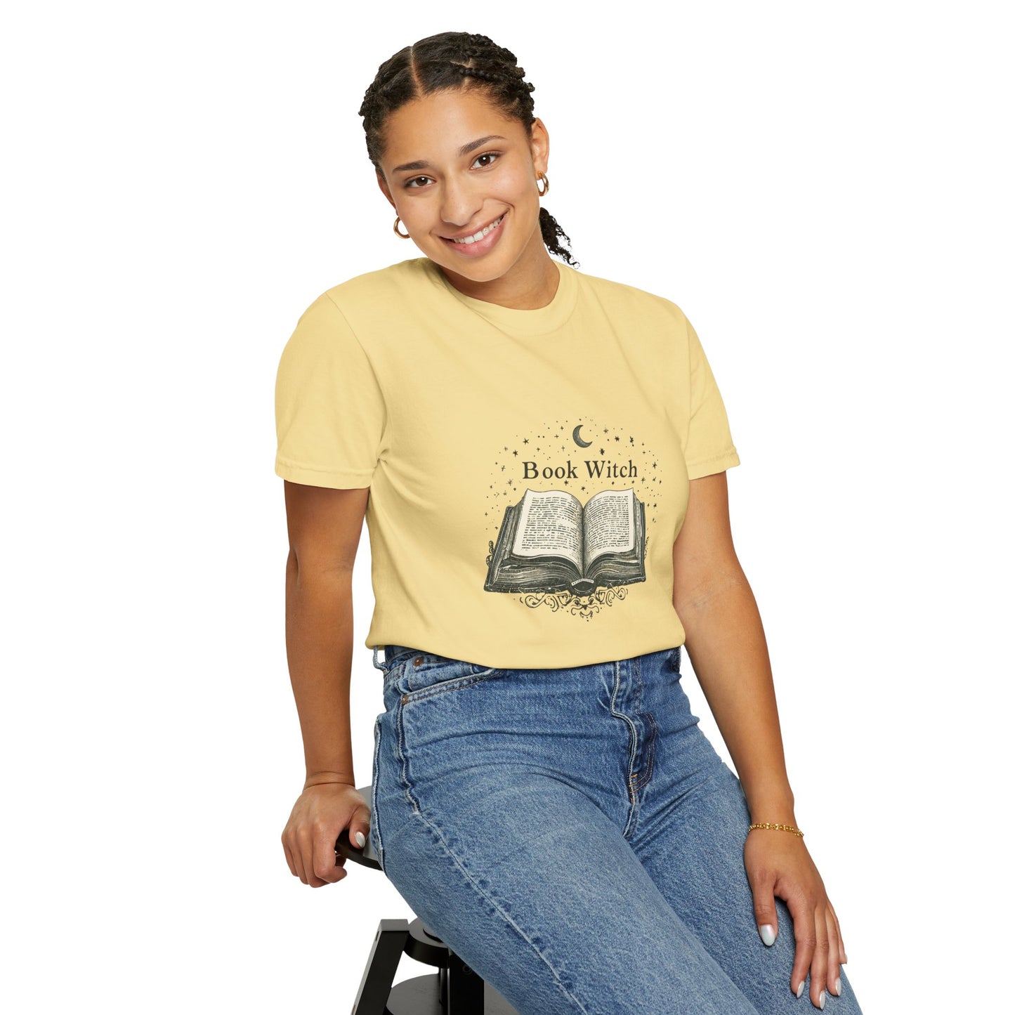 "Book Witch" T-Shirt — Vintage Open Spellbook Design for Readers & Witches