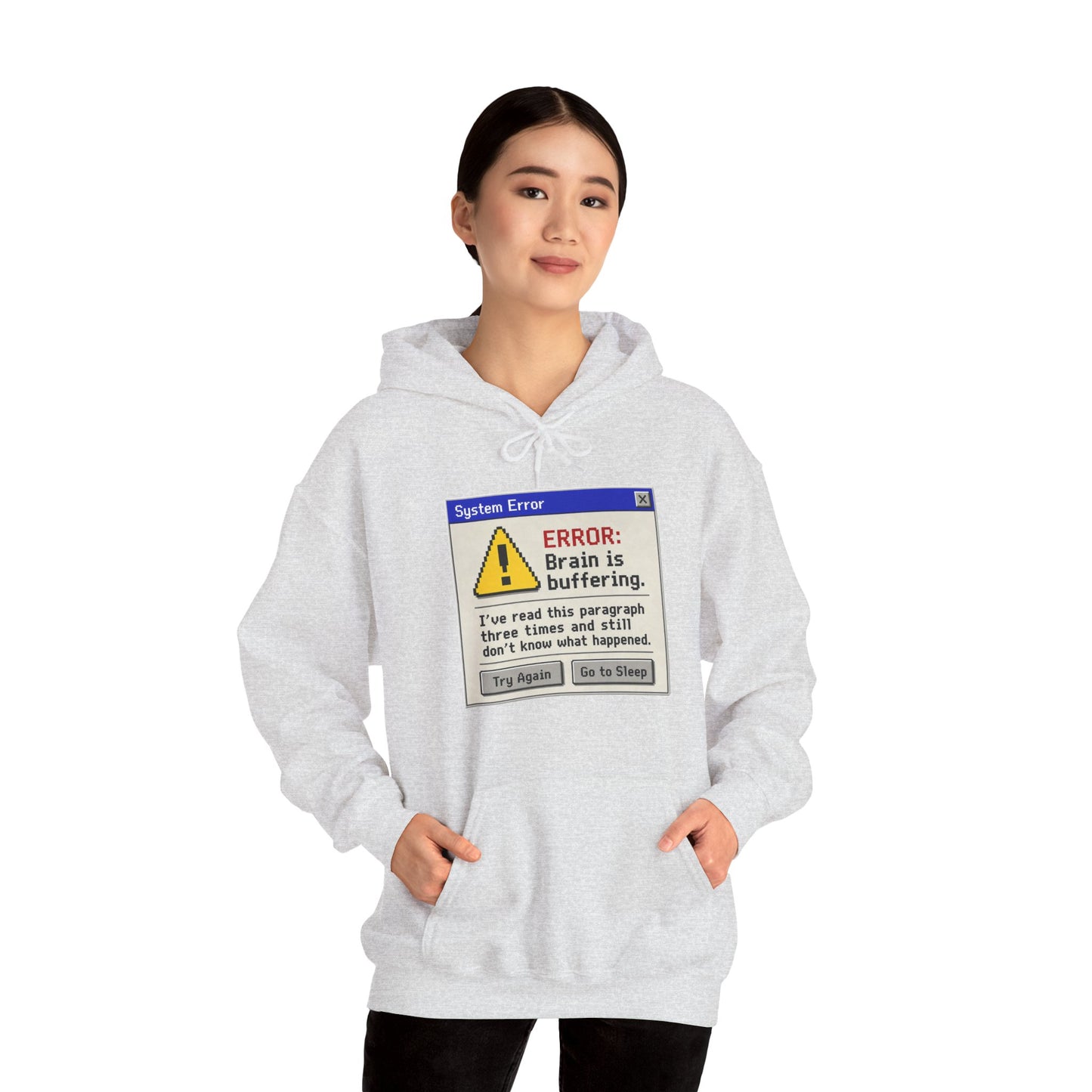 Neurospicy "ERROR: Brain is buffering" Retro Computer Alert Graphic Hoodie