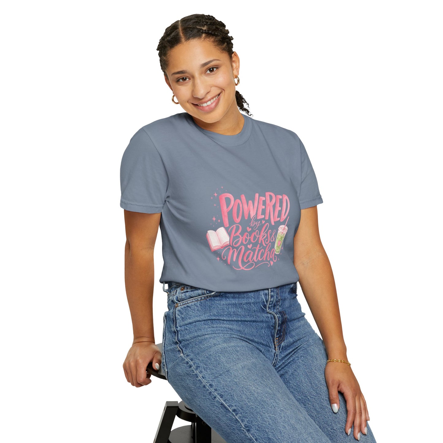 "Powered by Books & Matcha" T-Shirt