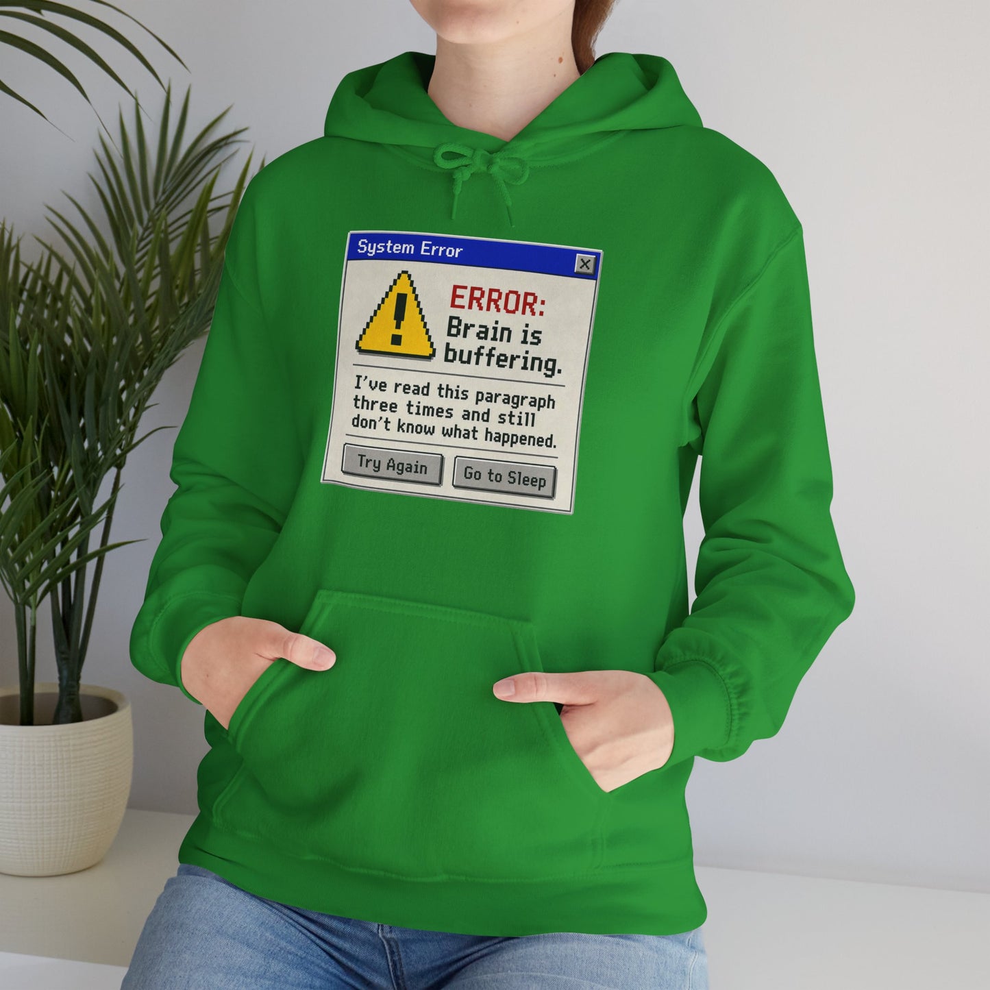 Neurospicy "ERROR: Brain is buffering" Retro Computer Alert Graphic Hoodie