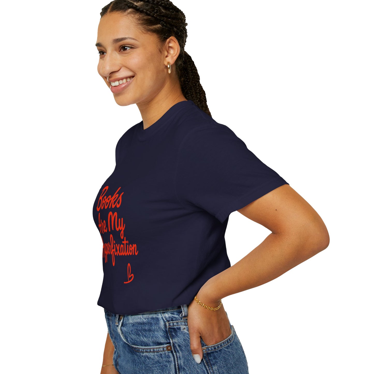 Books Are My Hyperfixation T-Shirt — Cute Red Script Reading Tee for Book Lovers