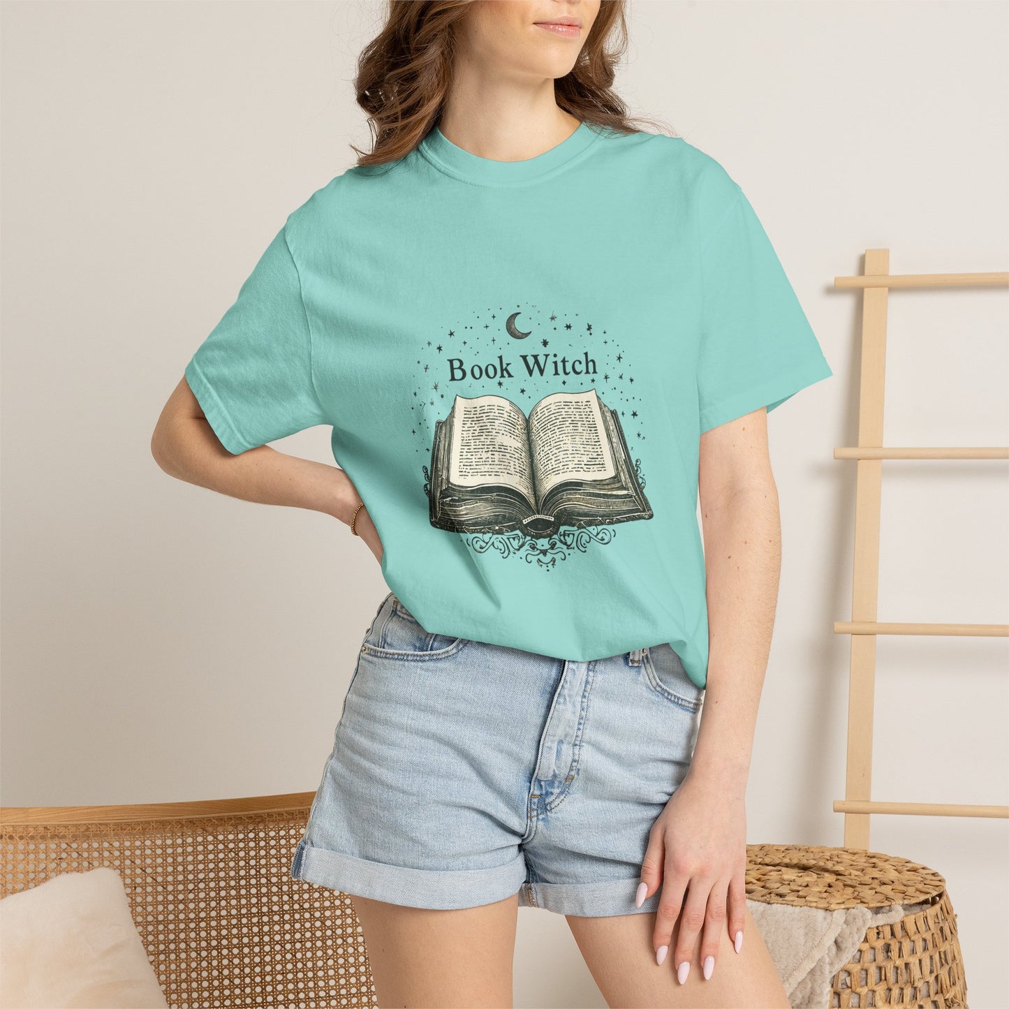 "Book Witch" T-Shirt — Vintage Open Spellbook Design for Readers & Witches