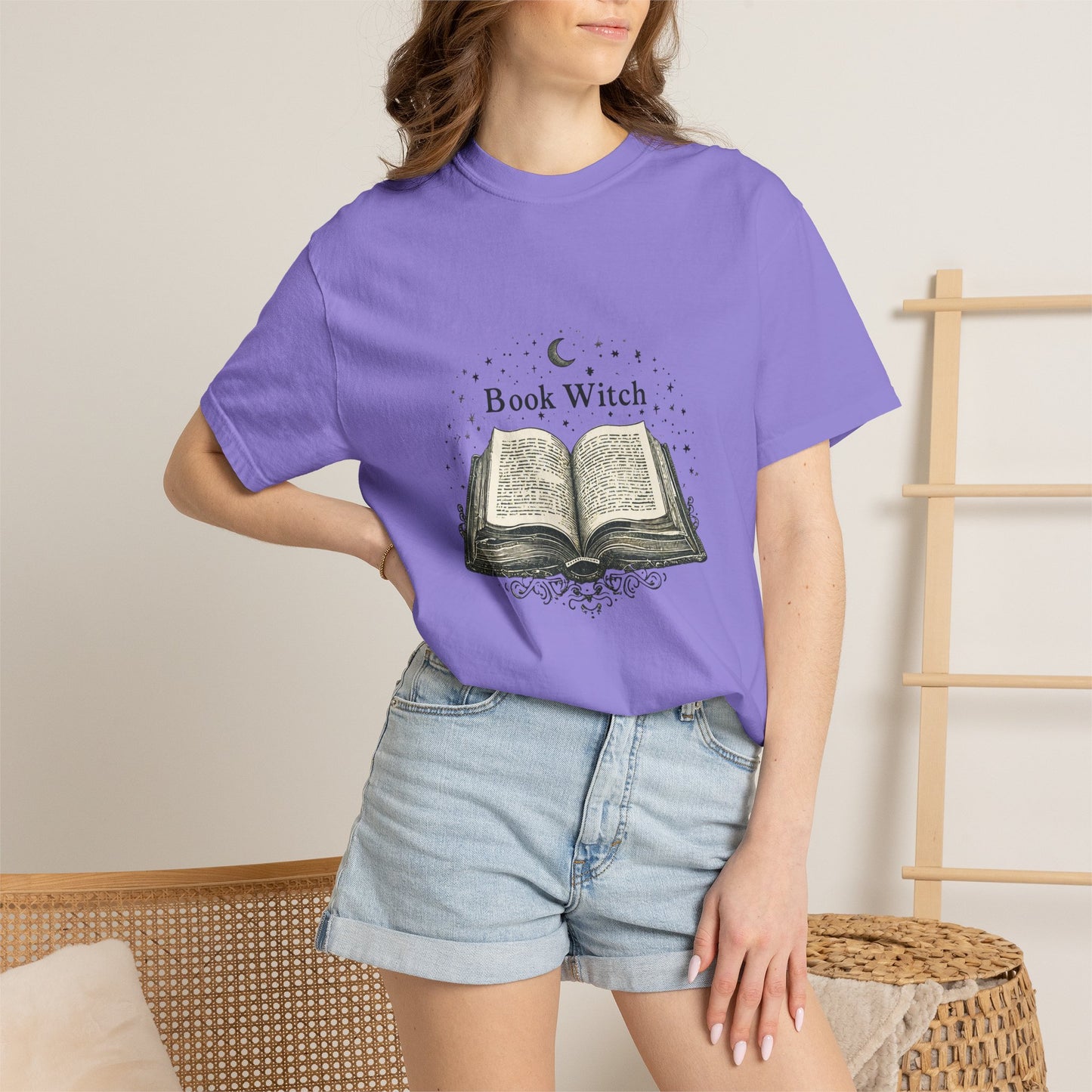 "Book Witch" T-Shirt — Vintage Open Spellbook Design for Readers & Witches