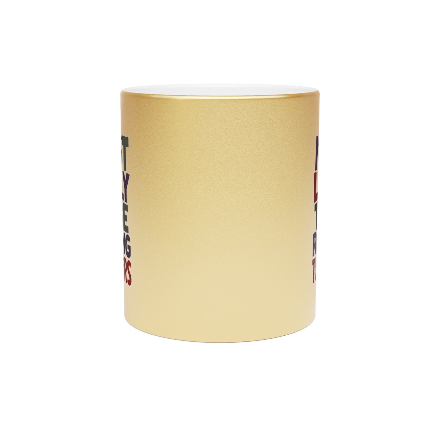 Metallic Mug — “Most Likely to Be Reading Thrillers” Gold Coffee Cup for Thriller Lovers
