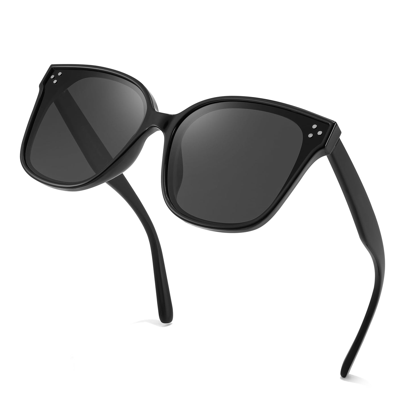 FEISEDY Lunettes de soleil polarisées carrées surdimensionnées rétro pour femmes et hommes, style minimaliste B2600
