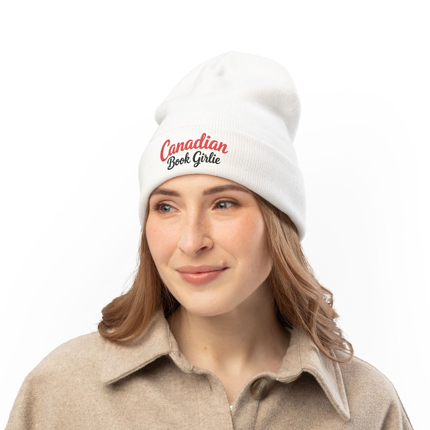 "Canadian Book Girlie" Embroidered Knit Beanie