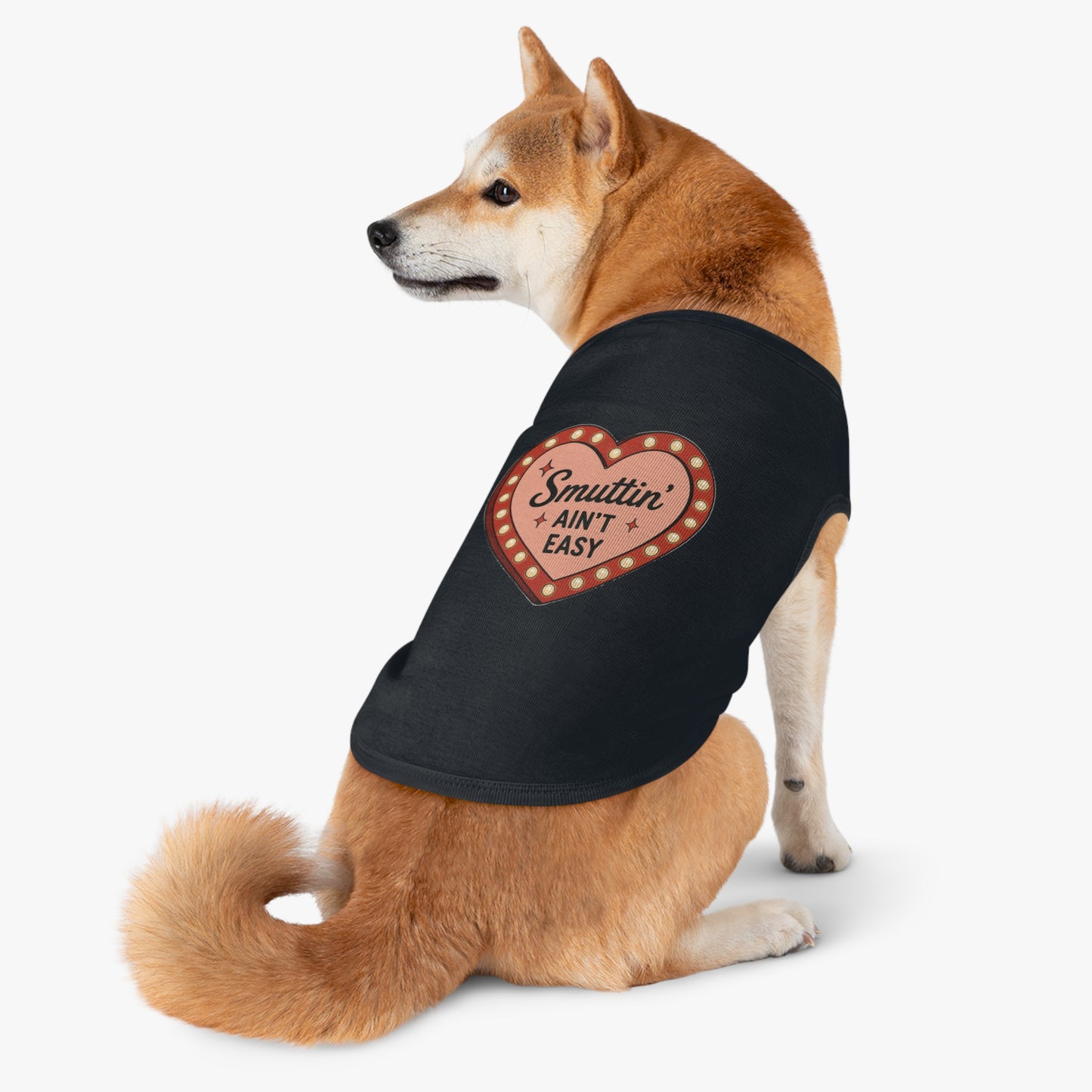 Pet Tank Top — “Smuttin' Ain’t Easy” Smut Readers Heart Marquee Dog Shirt