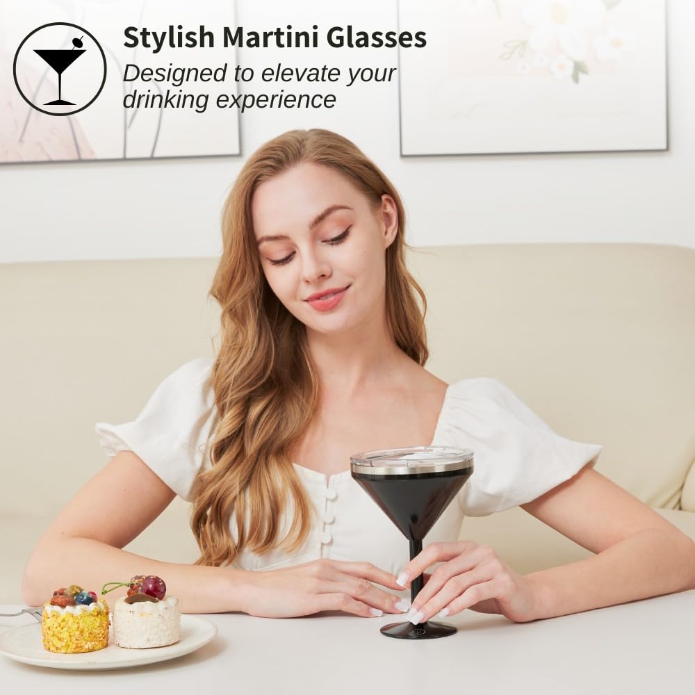 Set of Two 8 oz Insulated Martini Glasses in Five Shades