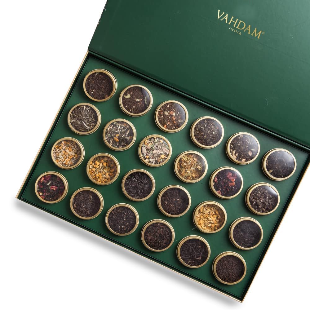 VAHDAM – Tea Gift Set – 24 Loose Leaf Teas – Luxury Tin Caddies - Canadian Distribution - Ships Free Within Canada on Orders Above CAD $199
