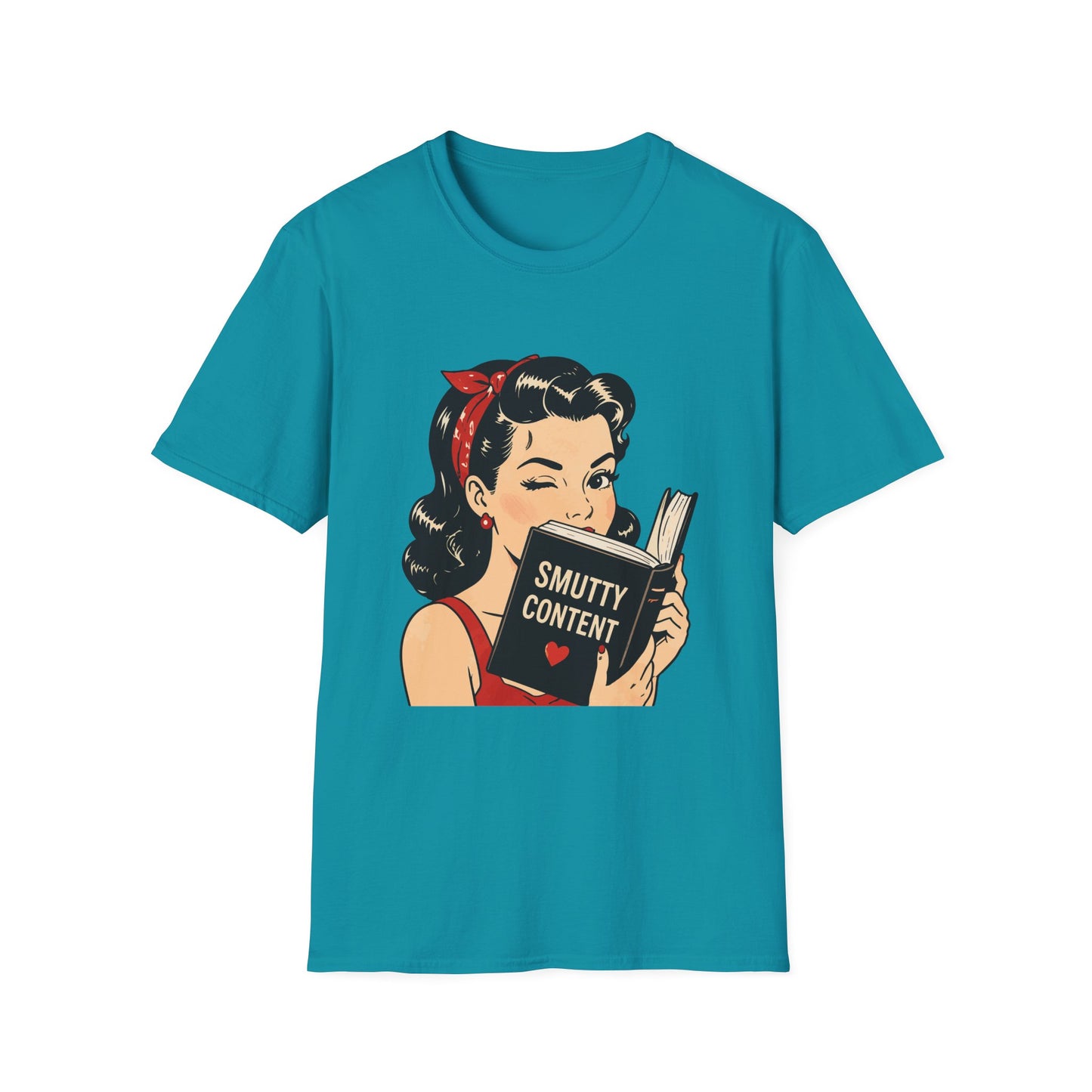 Lightweight Fabric - Vintage Pin-up Reading Tee — "Smutty Content" Graphic T-Shirt