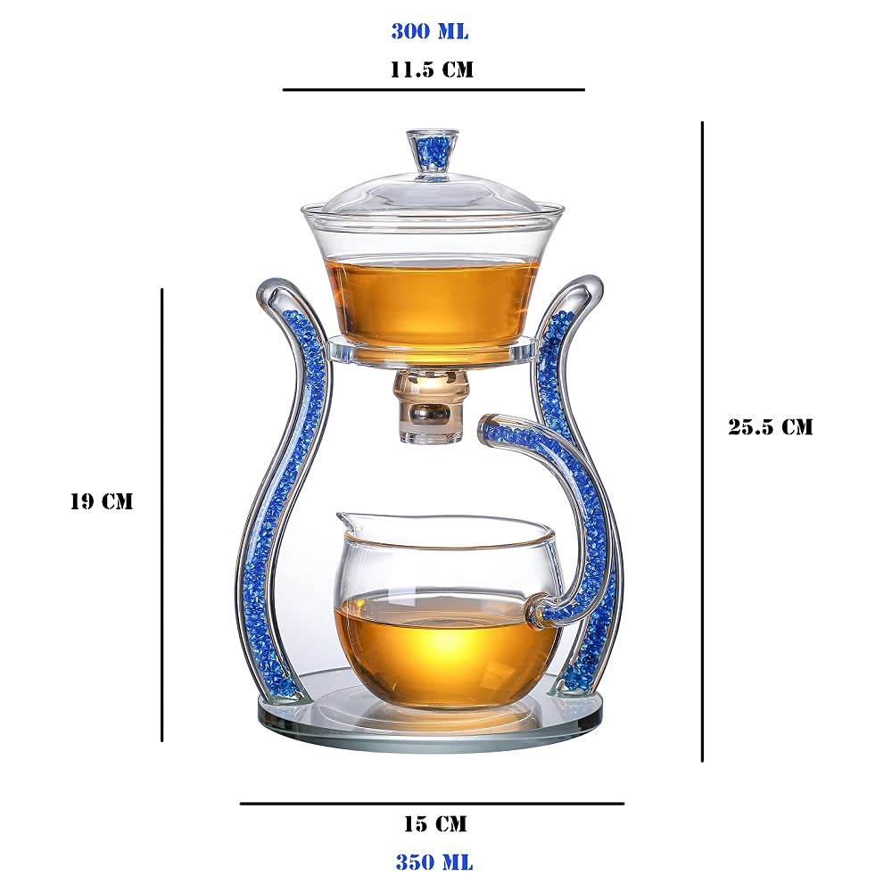 RORA Lazy Kungfu Magnetic Glass Teapot Set with Rotating Lid, Semi-Automatic (6 Tea Cups)