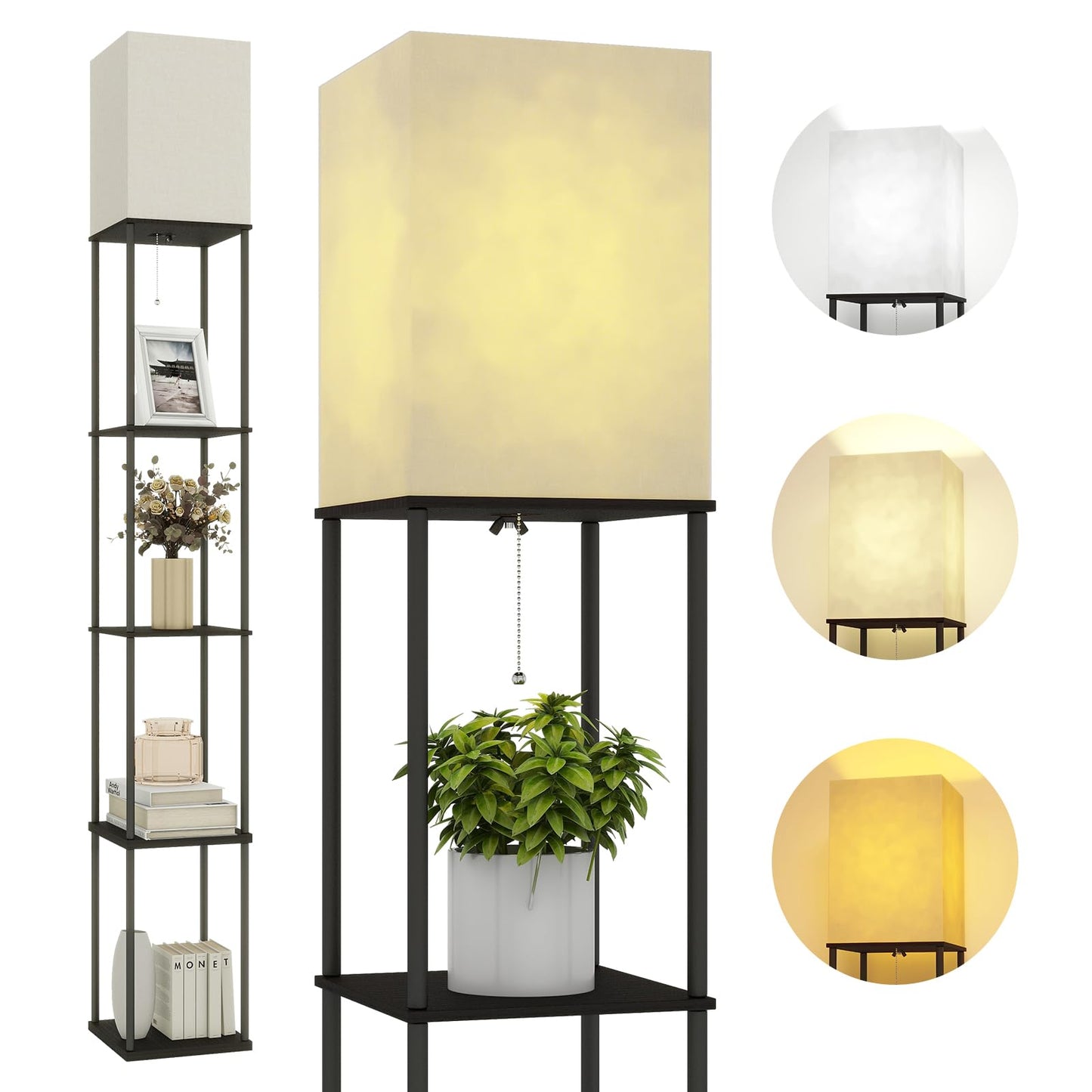 App-Controlled Smart Lightbulb Bookshelf Floor Lamp