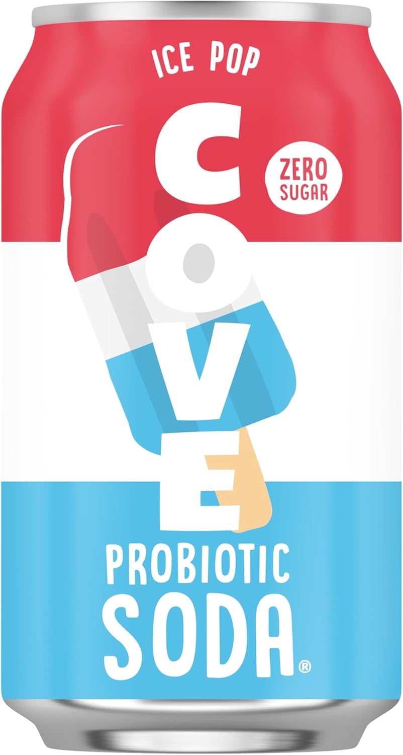 Cove Probiotic Soda, Zero Sugar Better-For-You Alternative - Refreshing, Delicious Probiotic Drink, No Artificial Colours & Caffeine Free - Raspberry, 12 Pack