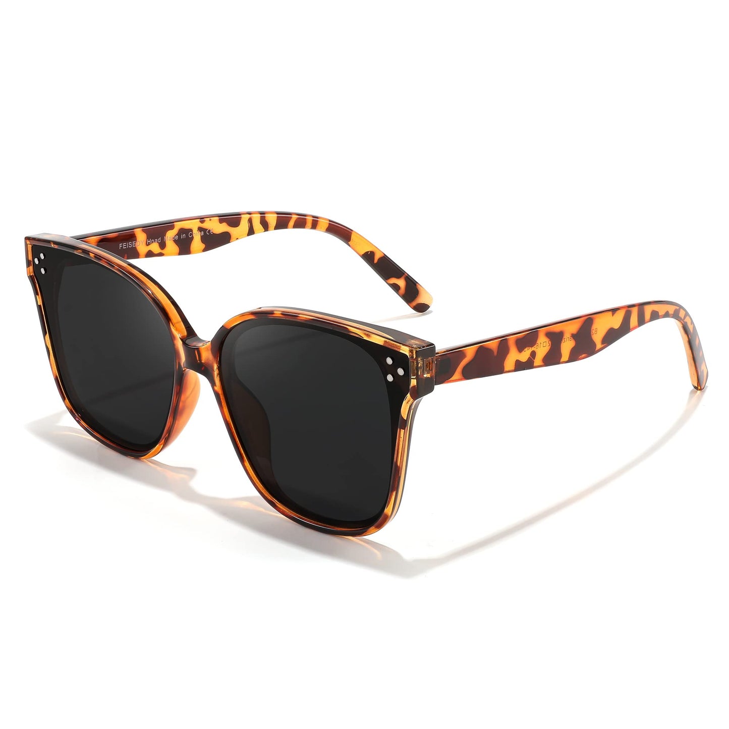 FEISEDY Lunettes de soleil polarisées carrées surdimensionnées rétro pour femmes et hommes, style minimaliste B2600