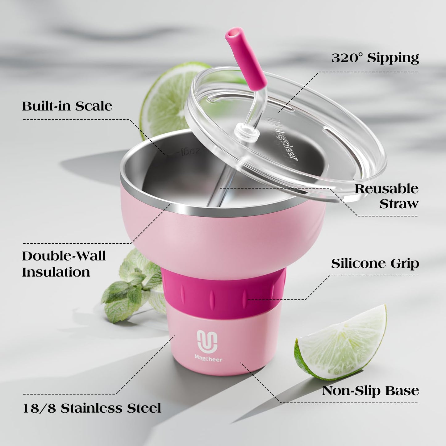 16 oz Stainless Steel Margarita Tumbler in Five Colours