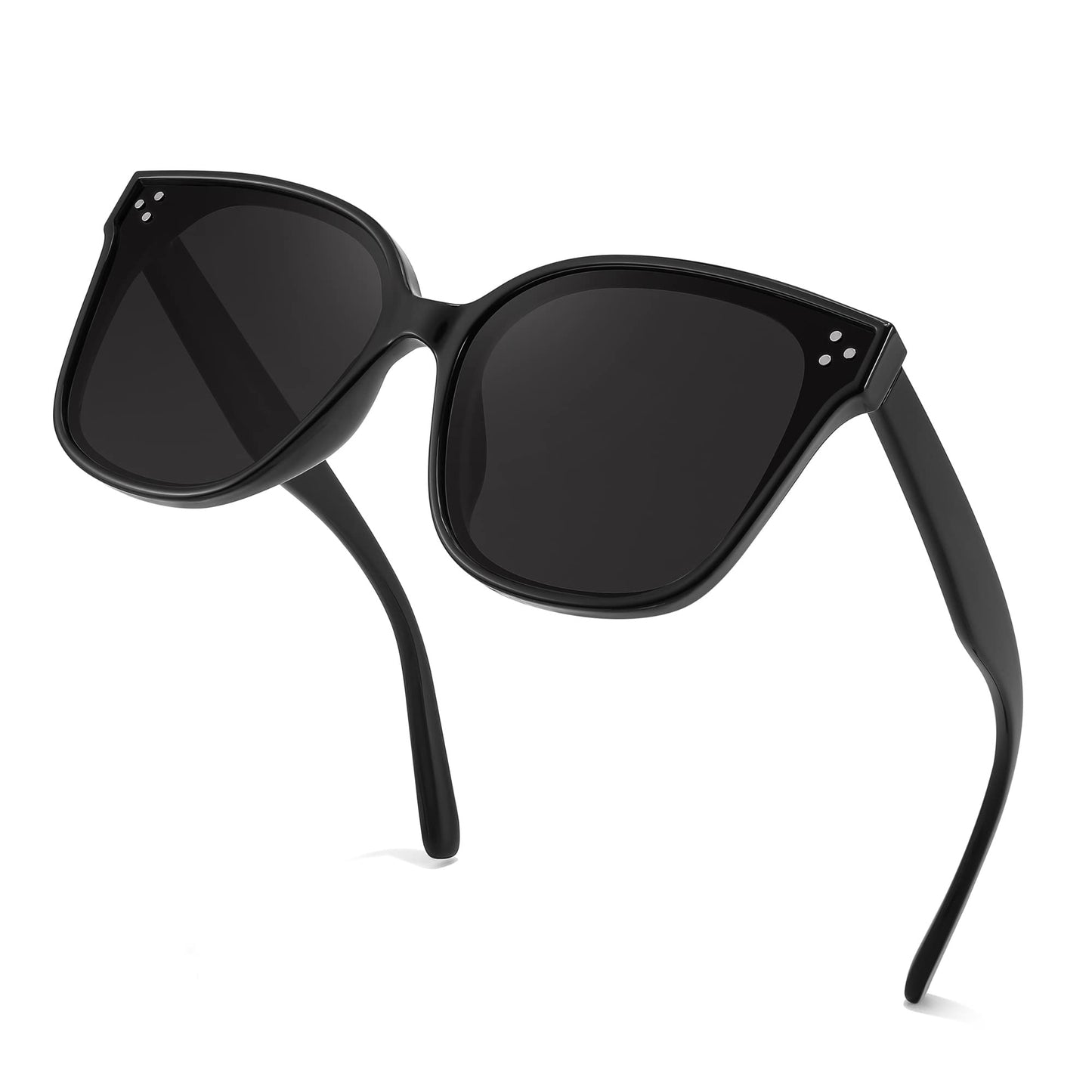 FEISEDY Lunettes de soleil polarisées carrées surdimensionnées rétro pour femmes et hommes, style minimaliste B2600