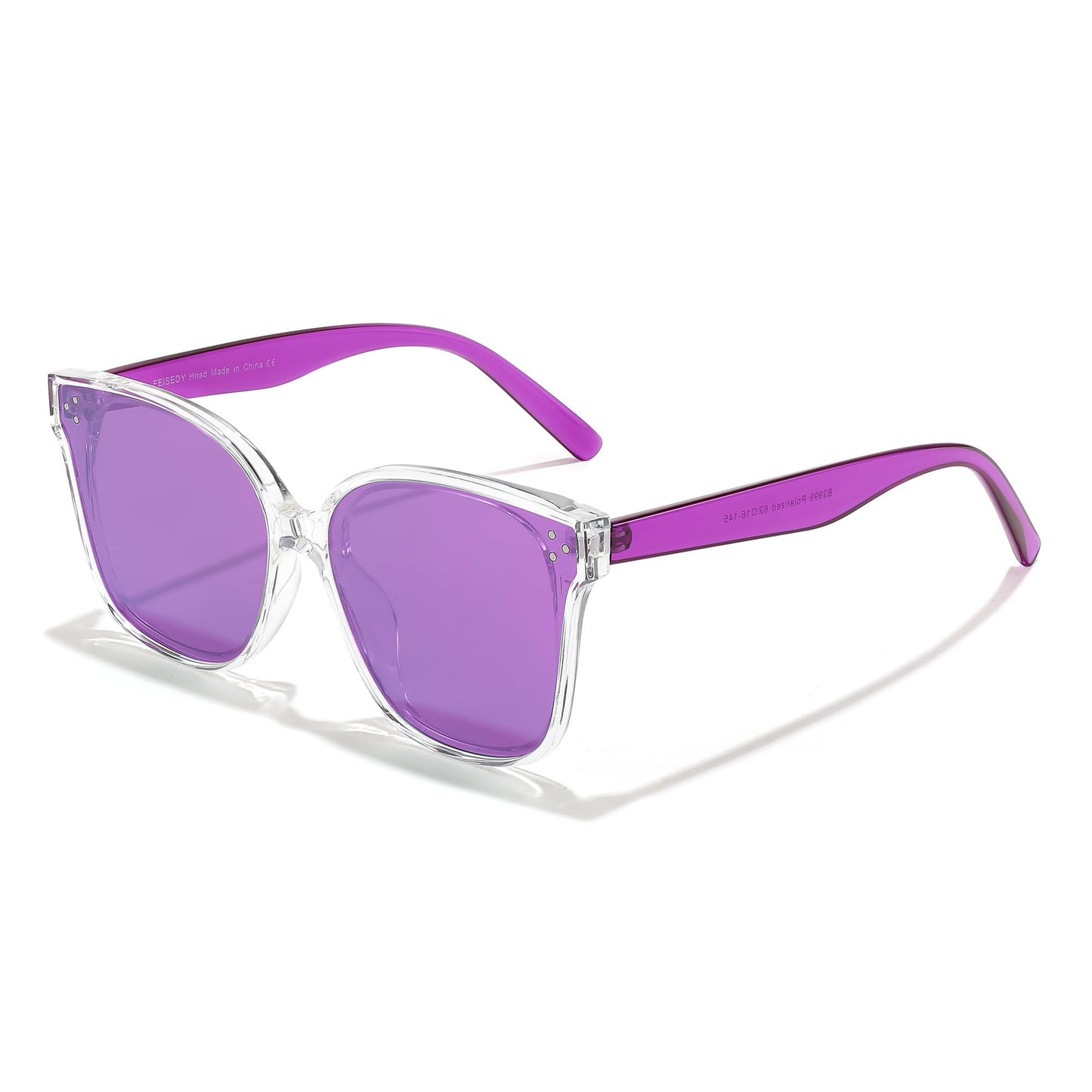 FEISEDY Lunettes de soleil polarisées carrées surdimensionnées rétro pour femmes et hommes, style minimaliste B2600