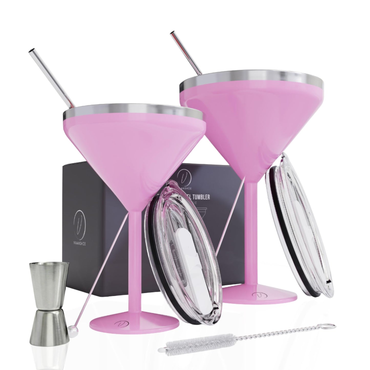 Set of Two 8 oz Insulated Martini Glasses in Five Shades