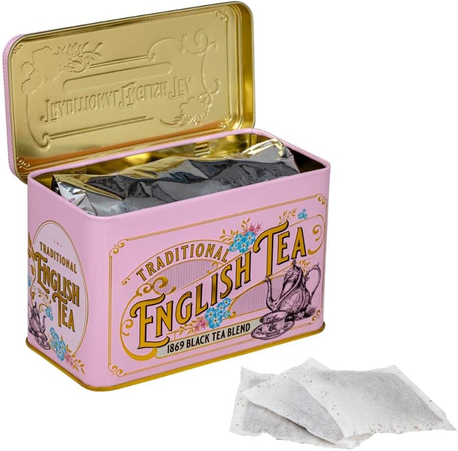 Mélange de thé noir 1869 dans une boîte à thé victorienne avec 40 sachets de thé de New English Teas