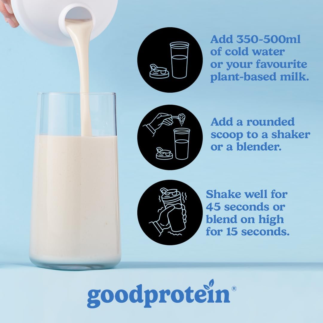Good Protein Vegan Plant-based Protein Powder 100% Natural, Non-GMO, Dairy-free, Gluten-free, Soy-free, No Added Sugar and Nothing Artificial. Strawberries & Cream All-in-One Shake 440 grams