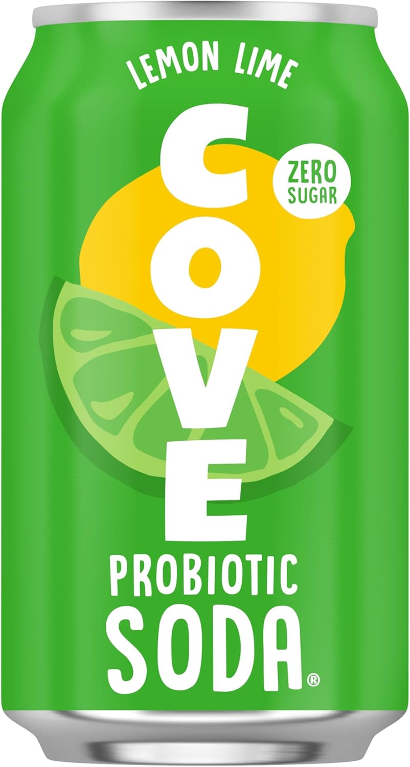 Cove Probiotic Soda, Zero Sugar Better-For-You Alternative - Refreshing, Delicious Probiotic Drink, No Artificial Colours & Caffeine Free - Raspberry, 12 Pack