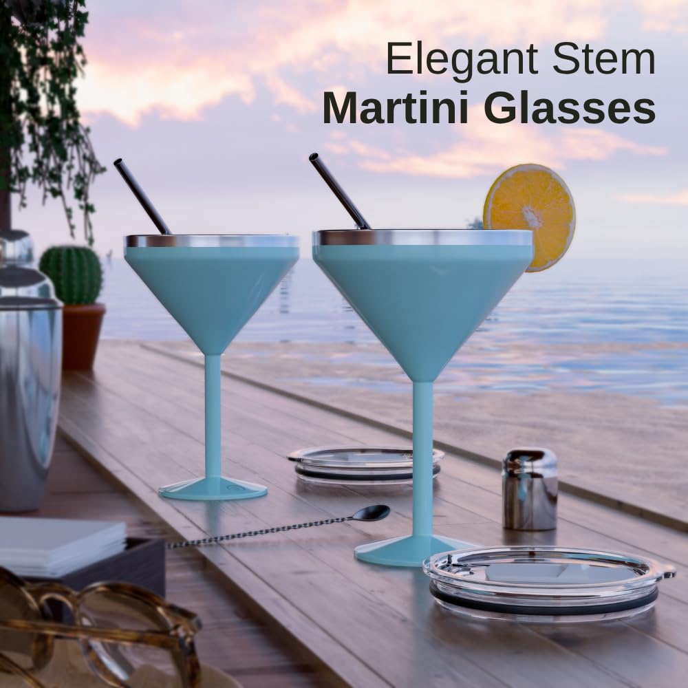 Set of Two 8 oz Insulated Martini Glasses in Five Shades