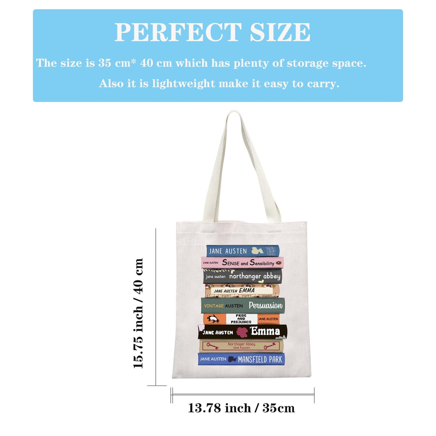 Classic Literature Gift Austen Book Club Gift Bookish Canvas Tote Bag for Book Lovers