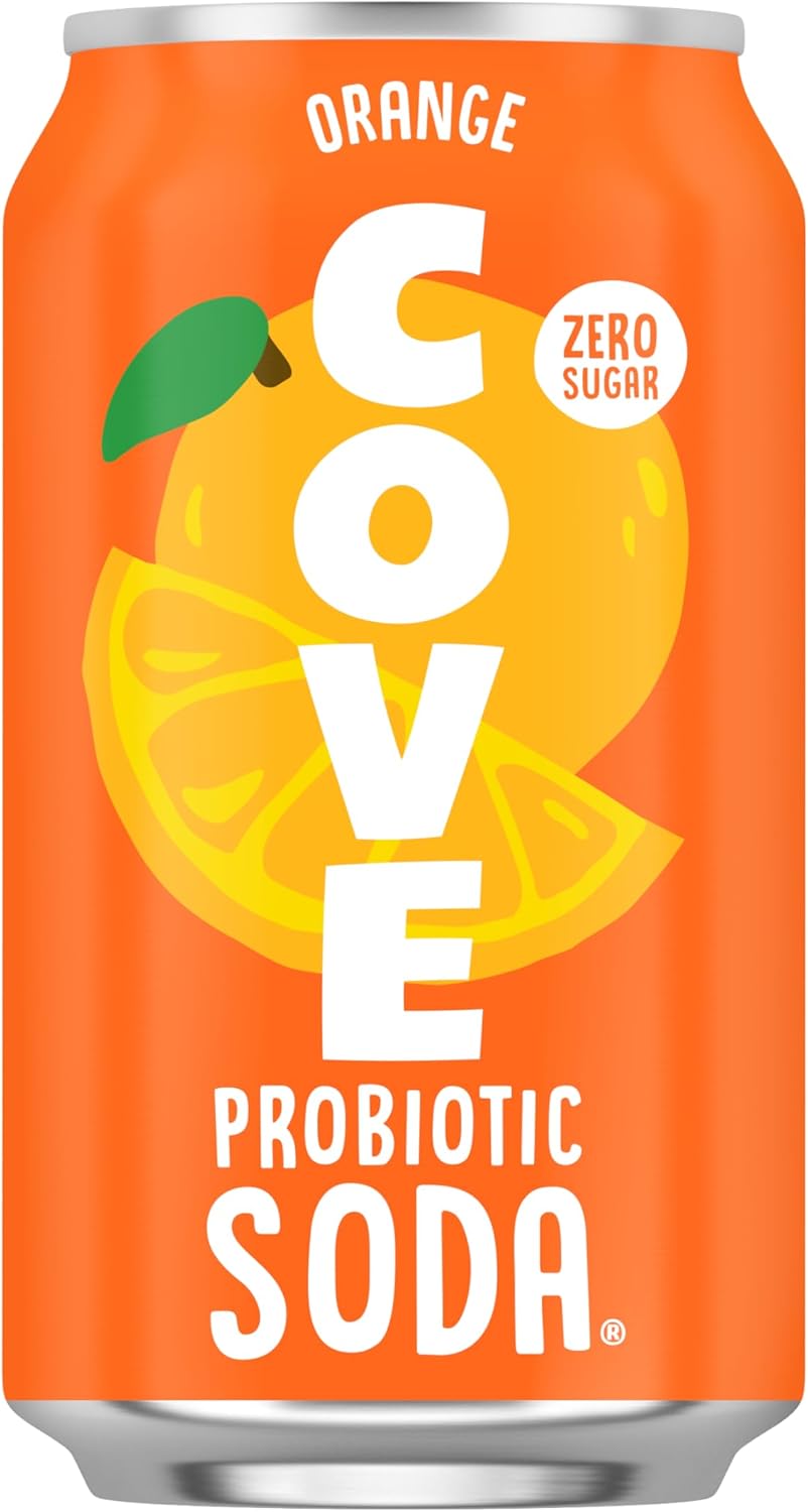 Cove Probiotic Soda, Zero Sugar Better-For-You Alternative - Refreshing, Delicious Probiotic Drink, No Artificial Colours & Caffeine Free - Raspberry, 12 Pack