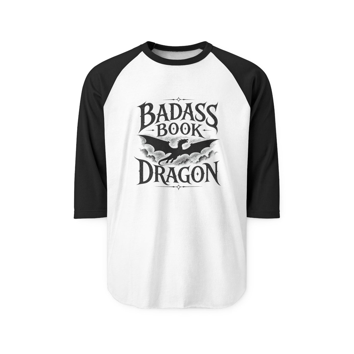 "Badass Book Dragon" Raglan Shirt — 3/4 Sleeve Reading Tee