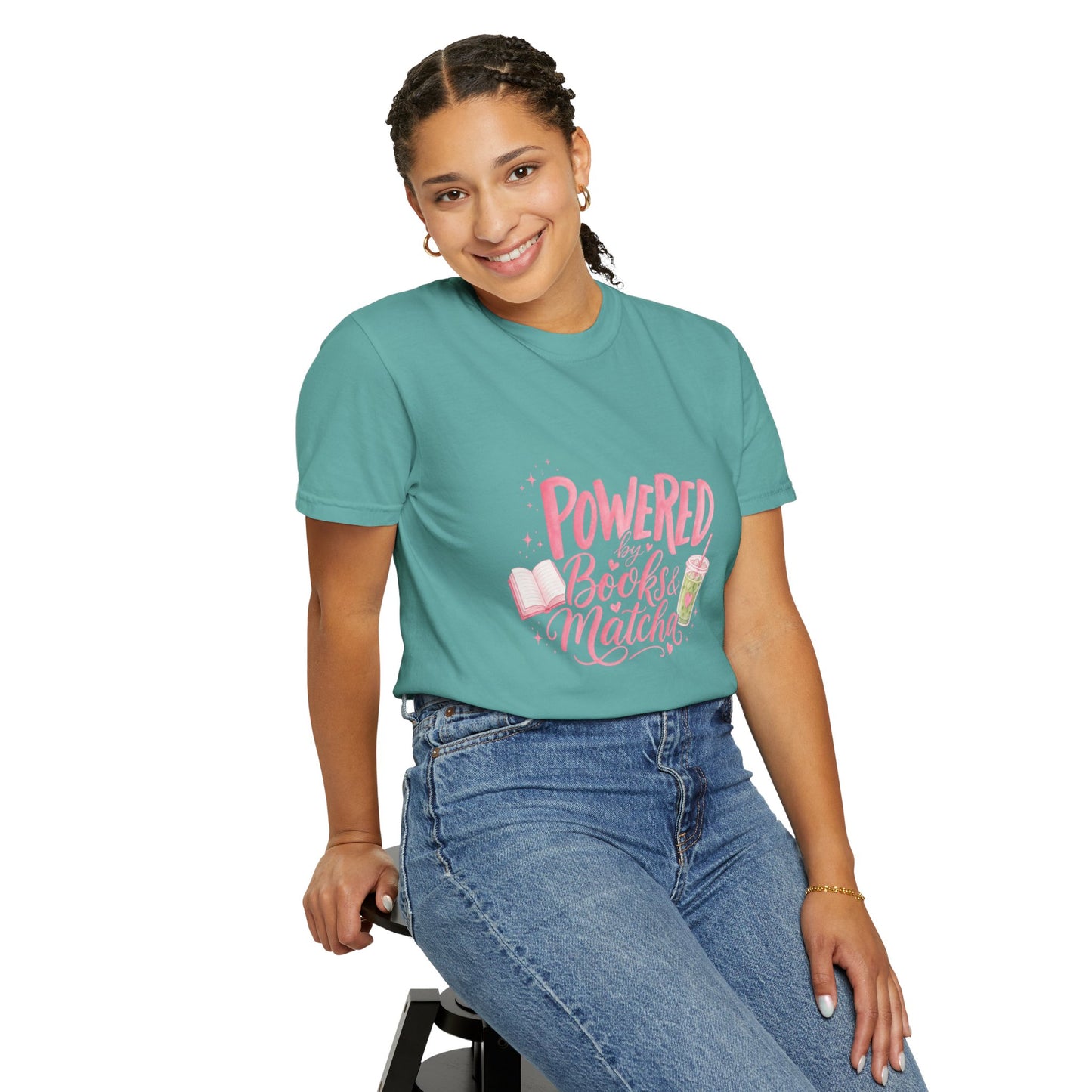 "Powered by Books & Matcha" T-Shirt