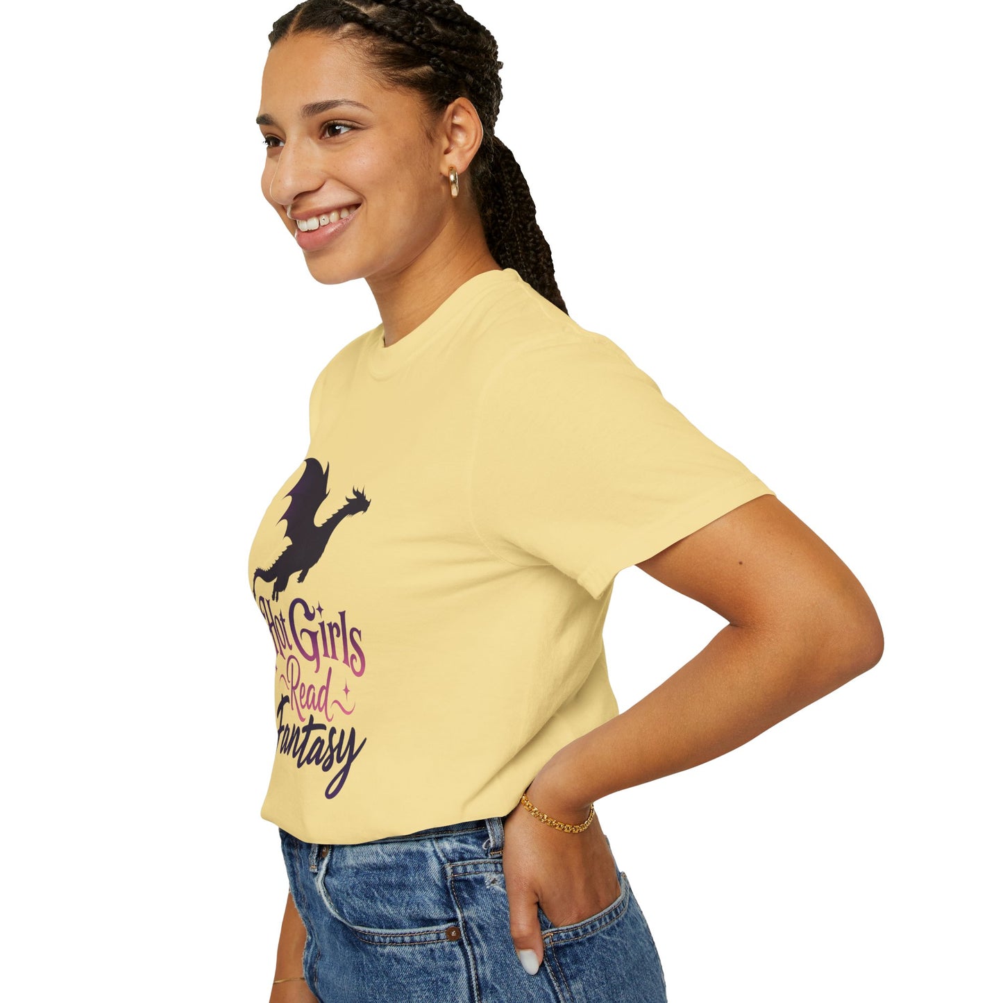 Fantasy Reader T‑Shirt — "Hot Girls Read Fantasy" Dragon Graphic