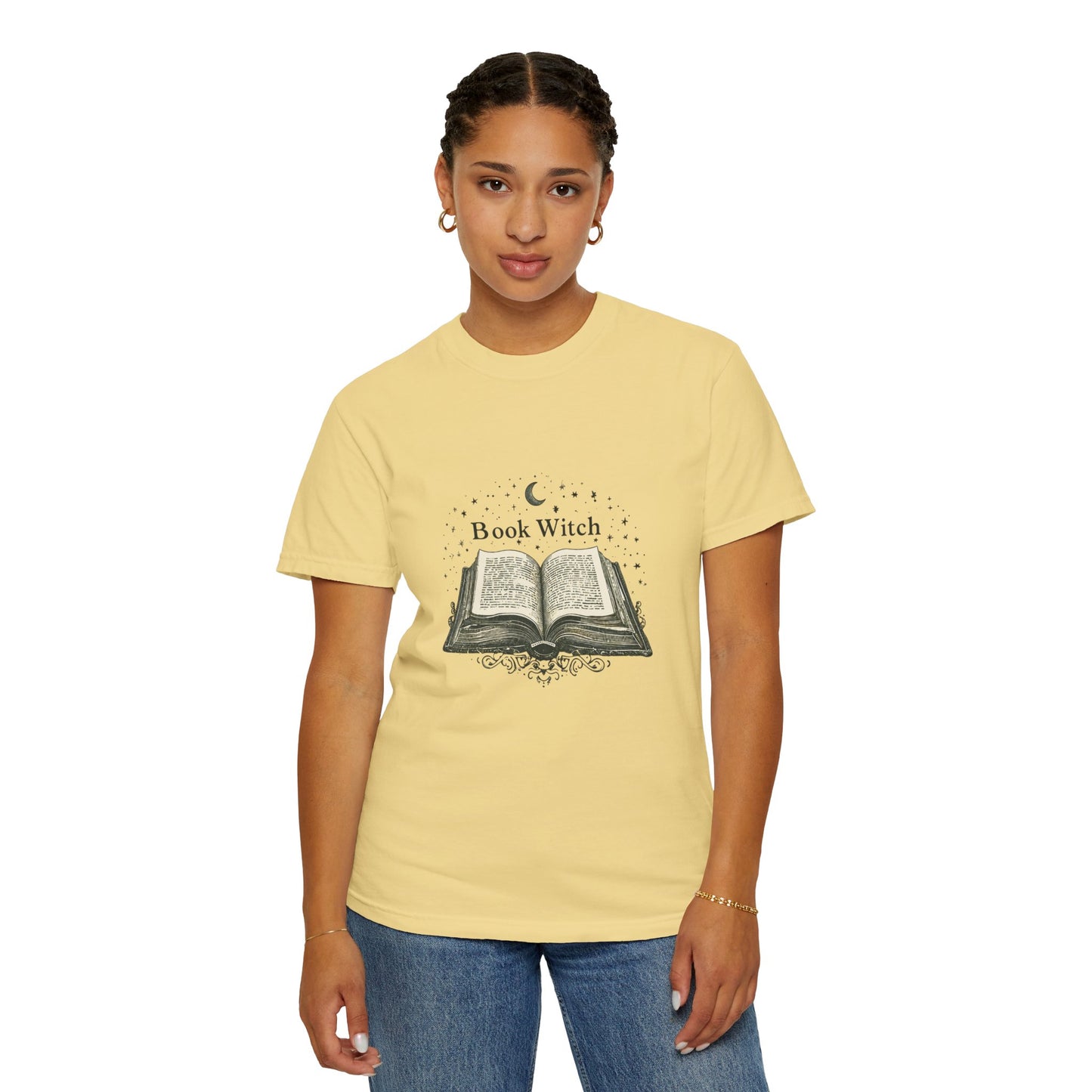 "Book Witch" T-Shirt — Vintage Open Spellbook Design for Readers & Witches