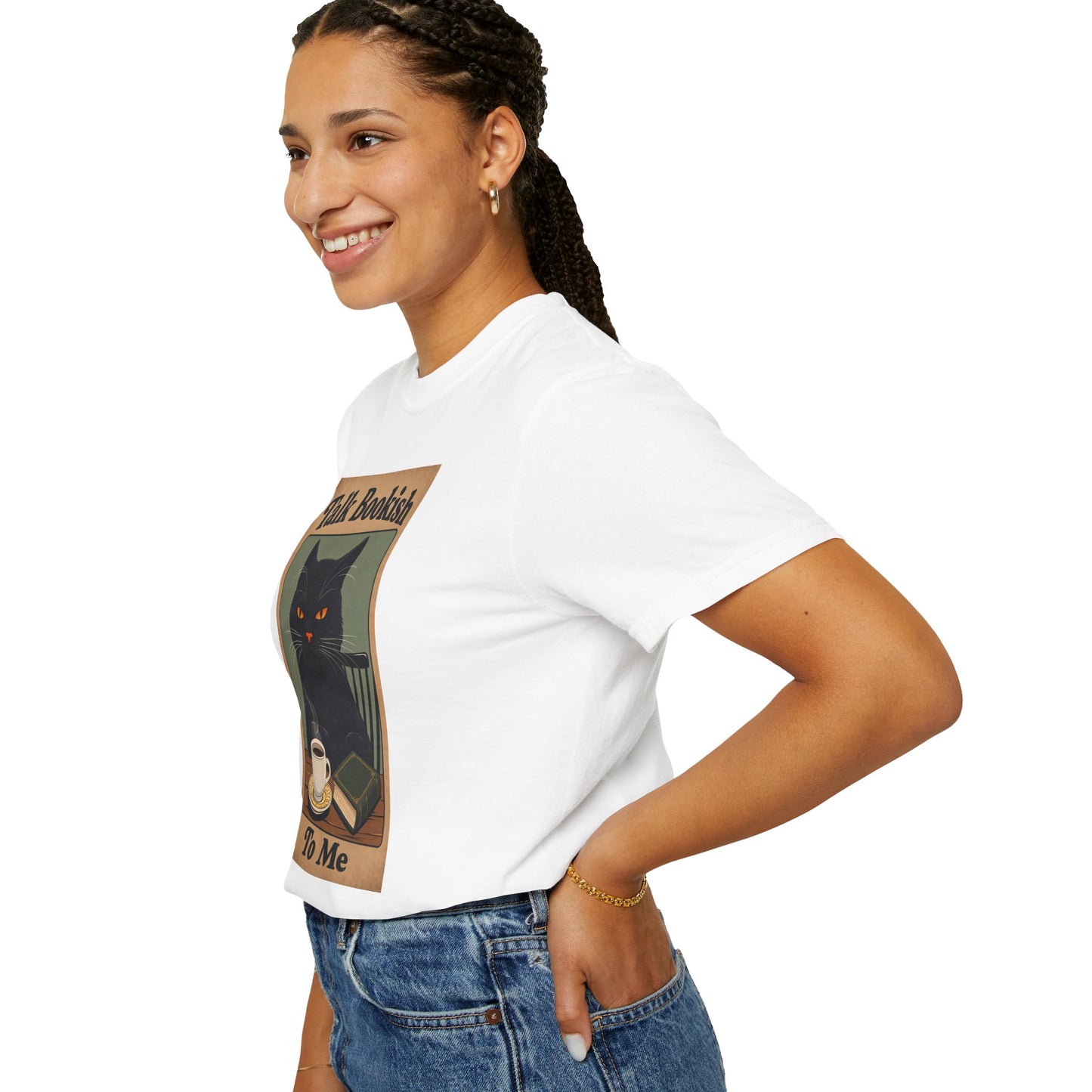 "Talk Bookish To Me" Cat T-Shirt