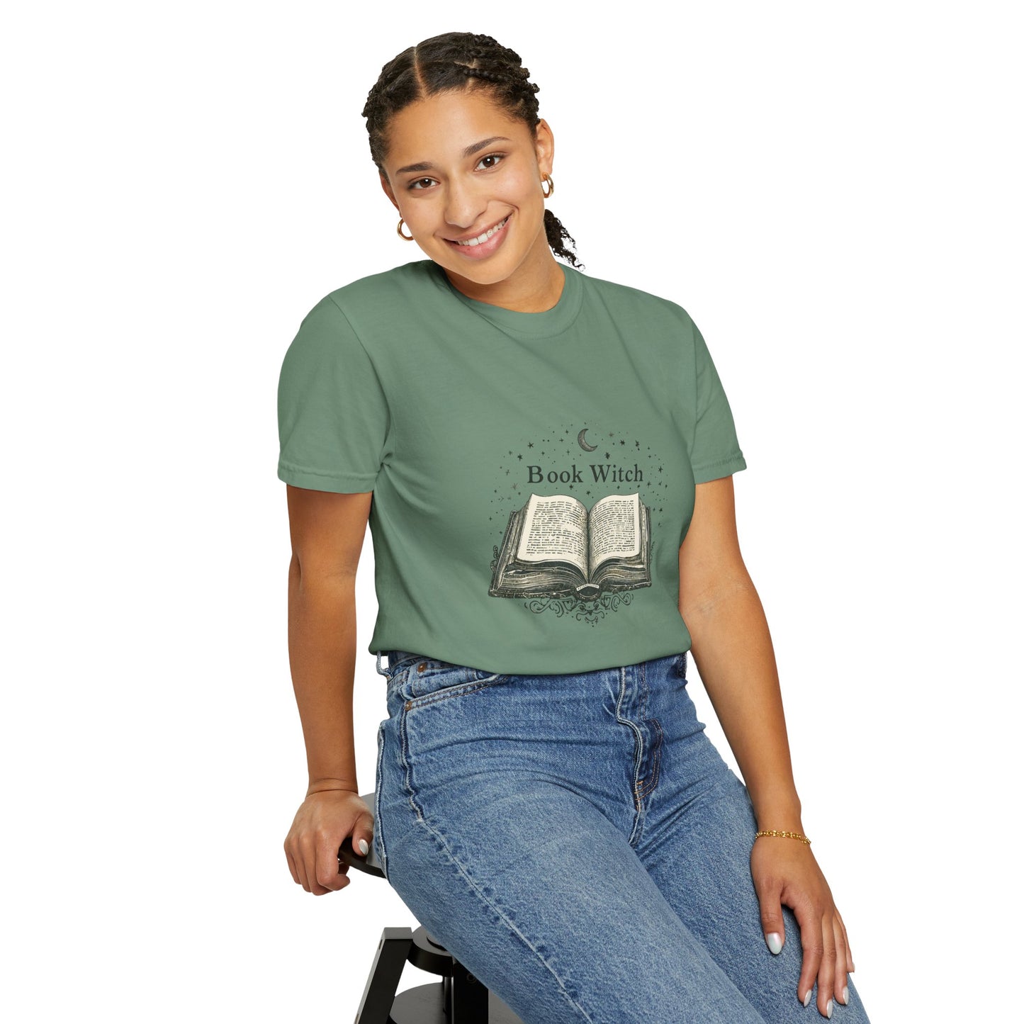 "Book Witch" T-Shirt — Vintage Open Spellbook Design for Readers & Witches