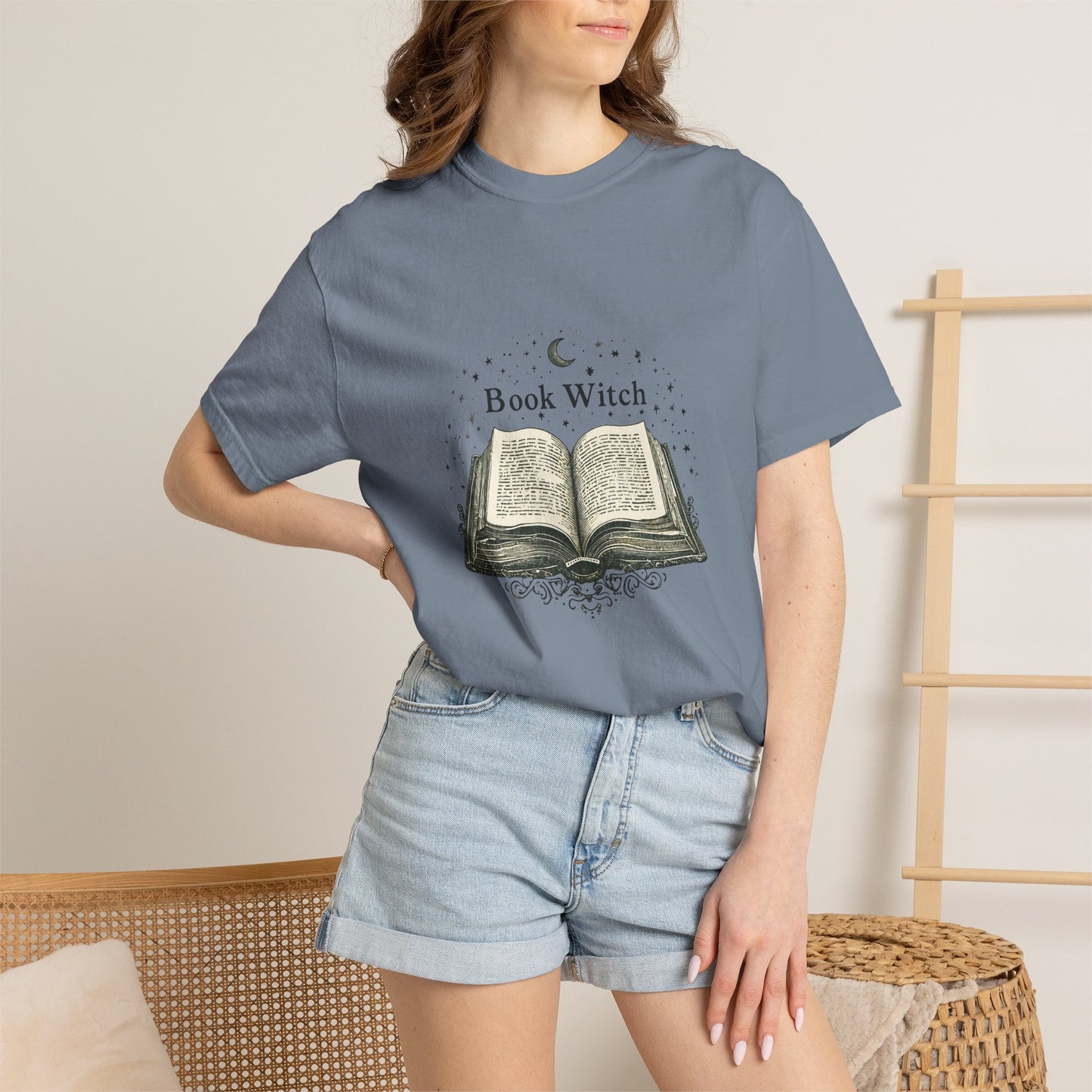 "Book Witch" T-Shirt — Vintage Open Spellbook Design for Readers & Witches